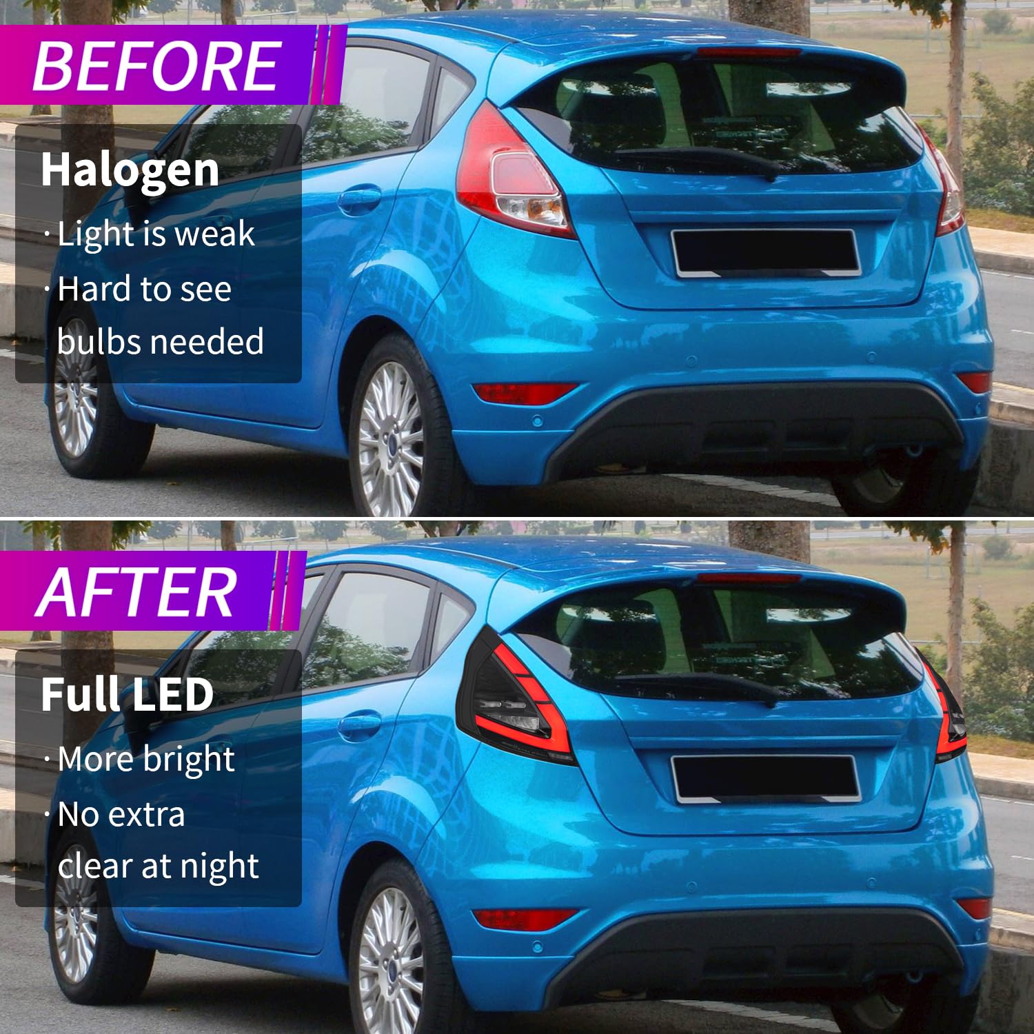 Archaic Posteriori Per Ford Fiesta Hatchback MK7/MK7.5 SE/ST 2009-2017 | LED luci Fari Posteriori con sequenziali,animazione DRL,Con E-Mark