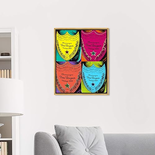 Miniatura 3 de The Oliver Gal Artist Co. Moderno 20.0 x 24.0 pulgadas, Pop Art Champagne, lienzo decorativo para pared, sala de estar Warholesque Dom P, rosa