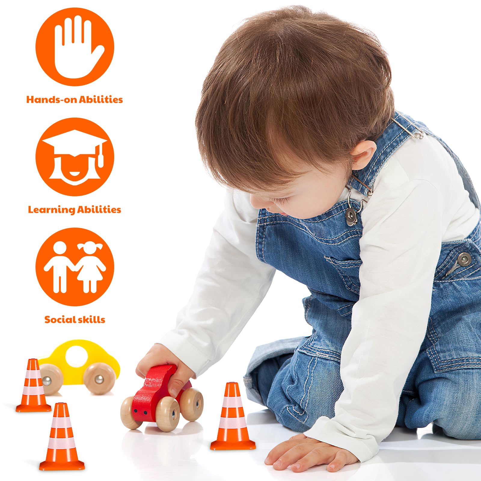 SAFIGLE 7-Piece Miniature Road Traffic Cones Set, Kids Sand Table Model Playset - Image 2