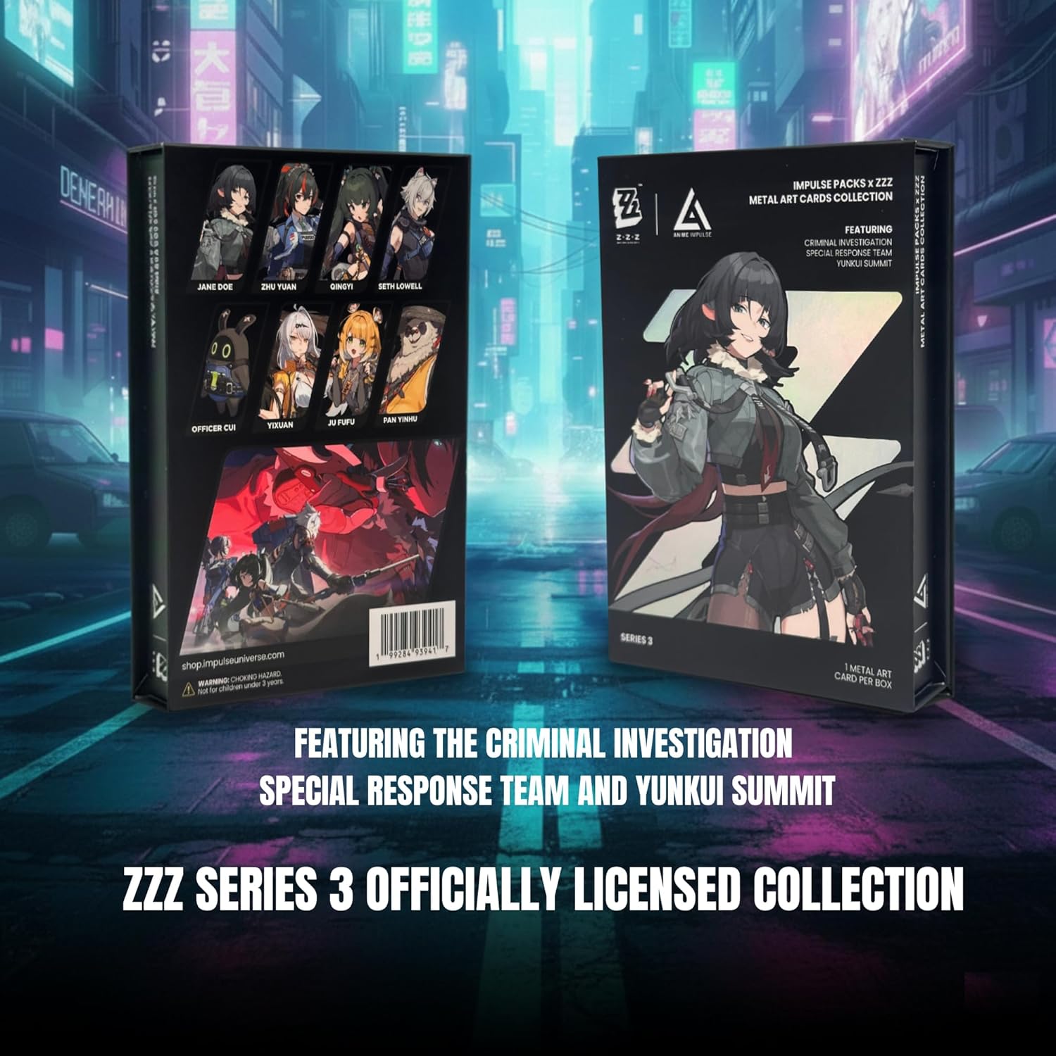 ZENLESS Zone Zero Impulse Packs x ZZZ Metal Art Cards Collection Series 3, Collectible Metal Trading Cards, 4.25” x 3”, Sealed Random Blind Box, 1 Metal Art Card Per Box