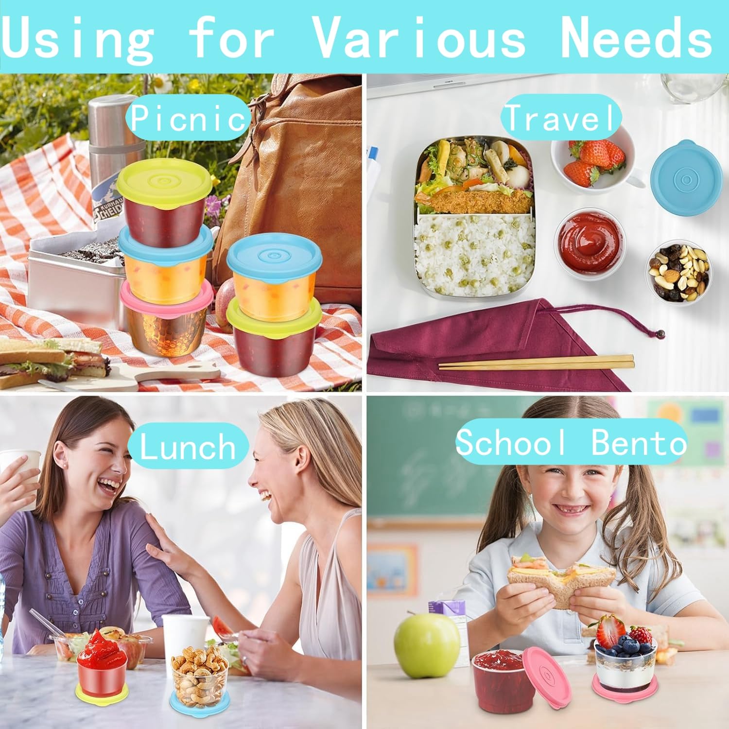 6 Contenitori Per Snack 160ml Con Coperchio - Vasetti In Plastica Alimentare, A Tenuta Stagna, Impilabili, Per Pranzo, Yogurt, Insalata E Frutta, Lavastoviglie E Microonde - 3