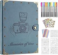 ZEEYUAN Vintage Leather Scrapbook Album 60 Pages Refillable 8.5x11 Photo Book with Kits - Wedding Anniversary Family Memory Gift