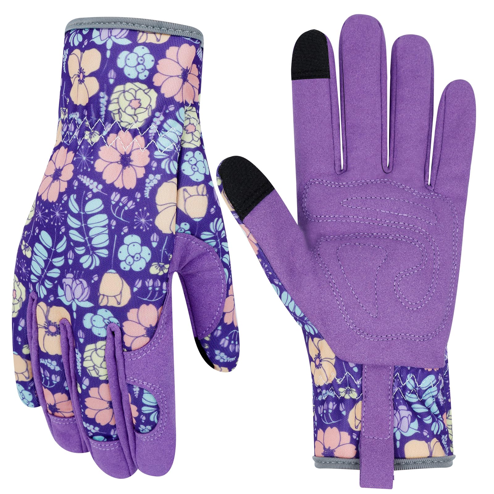Guantes de jardinería de cuero para mujer guantes de jardín a prueba de espinas regalo para el día de la madre diseño pantalla táctil guantes de trabajo resistentes para plantar, cavar, podar