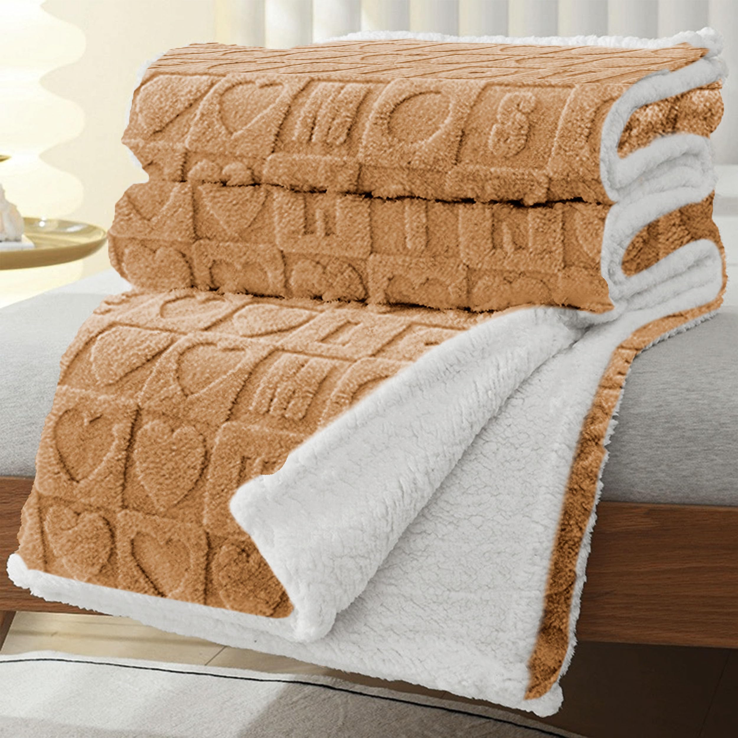 MANEMI Manta Sofa de Borrego, Manta Doble Cara Franela y Sherpa, 100% Poliester, Suave y Caliente para Invierno, Manta Cama, Sobrecama, Manta Borreguito.