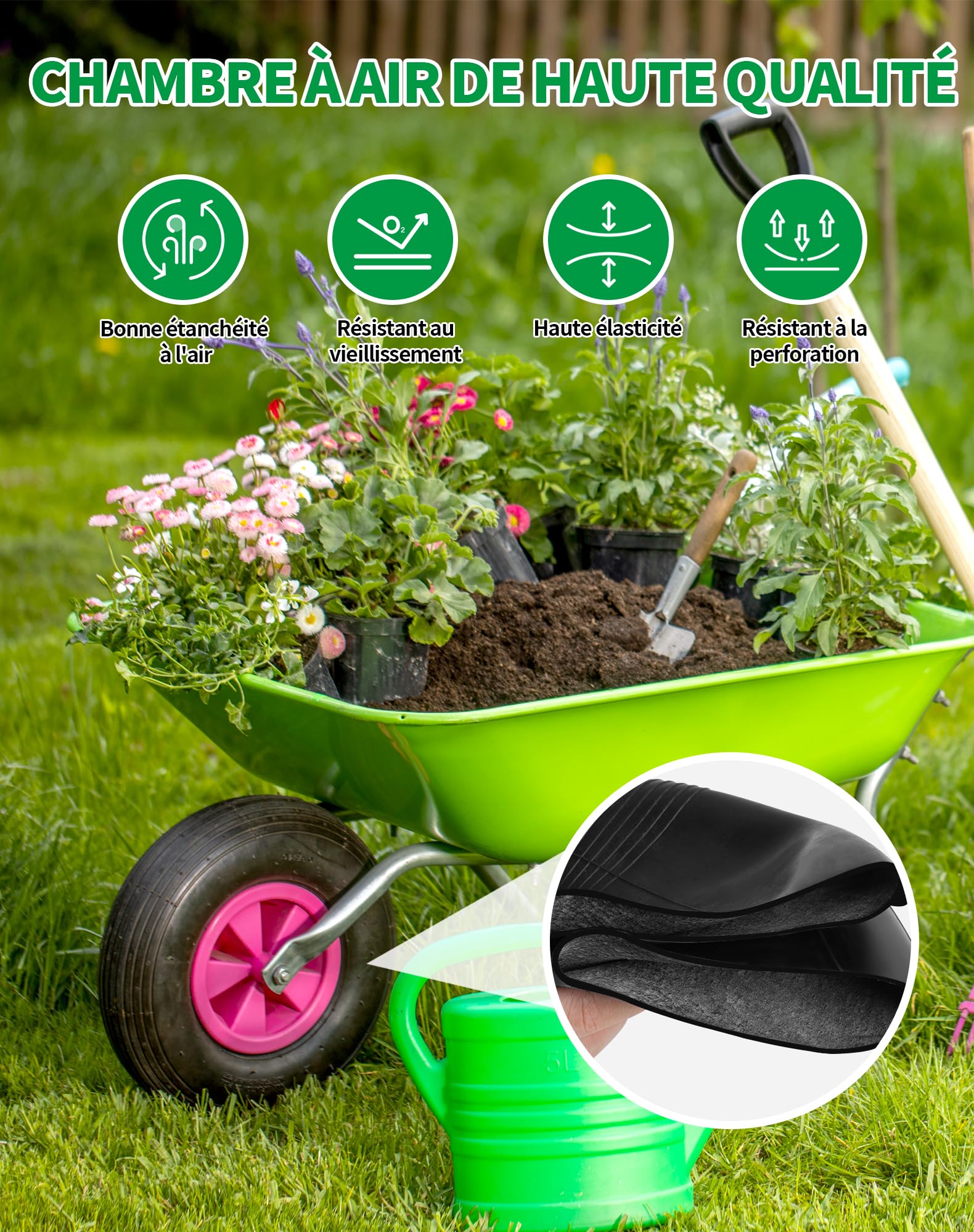 2PCS Chambre à air 4.80 4.00-8 Pneu 4.80/4.00-8 pour Roue Brouette Chariot Diable Scooter Chariot à Main Chariot de Jardin