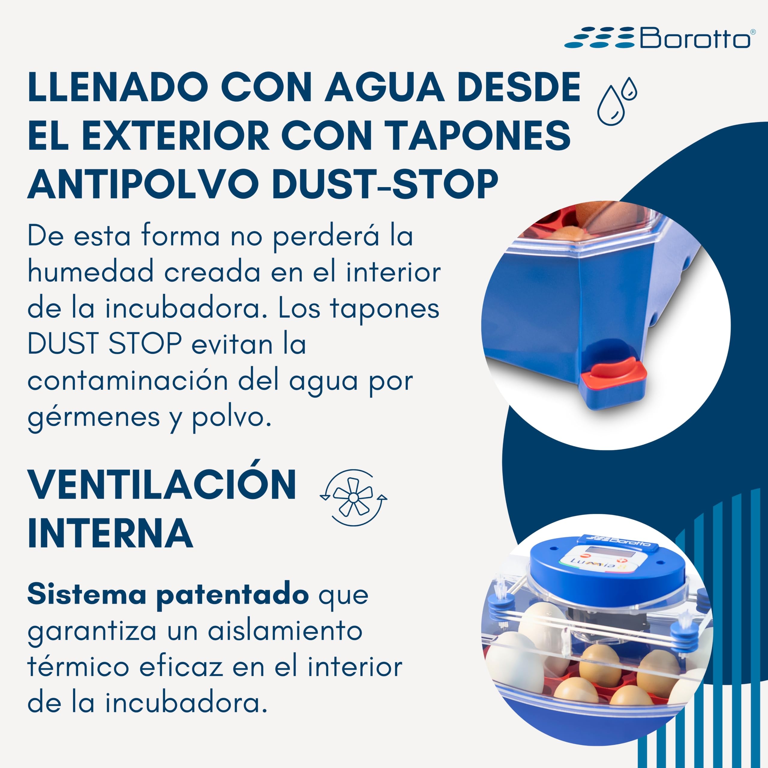 Borotto Lumia 8 | Incubadora de Huevos Automática Profesional Patentada para 8 Huevos o 32 Pequeños con Volteador de Huevos Automático y Control de Temperatura | Made in Italy