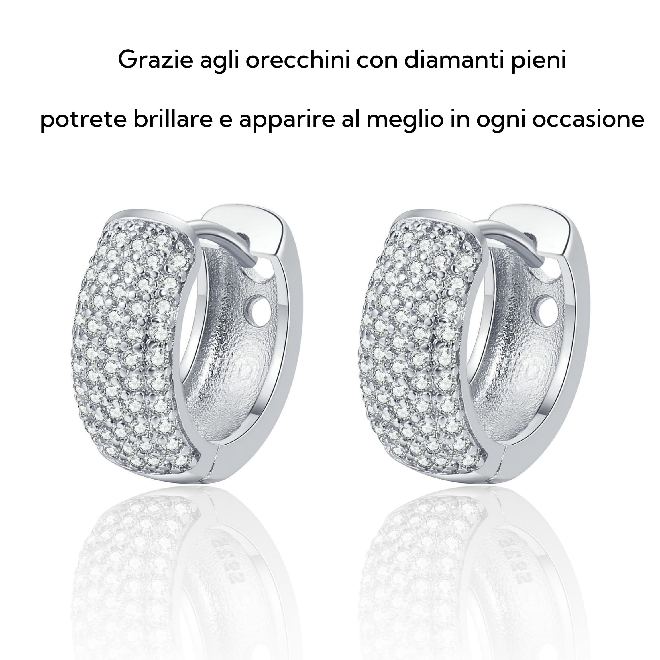 Voarge Orecchini Donna Argento 925 a Cerchio Oro, orecchini uomo cerchio diamanti con Confezione