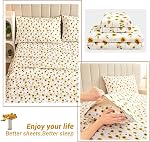 Feuille Florale Set Reine, Feuilles de lit imprimées de tournesol Reine, microfibre brossée avec 15" Poche profonde, feuille de fleurs jaune & Ensembles de caisses d'oreillers