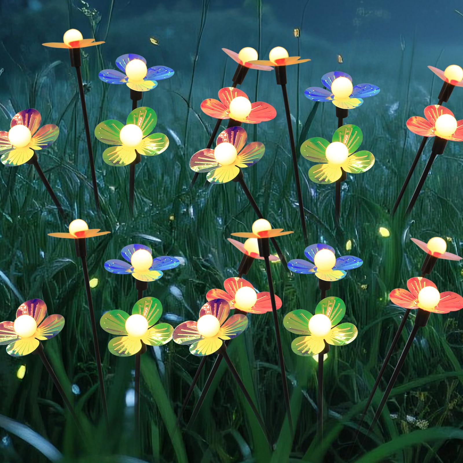 Solar Blumenleuchten Außen Wasserdicht 4 Pack 32 LEDs Garten Solar Glühwürmchen Lichter Dekorative für Garten, Hof, Hinterhof