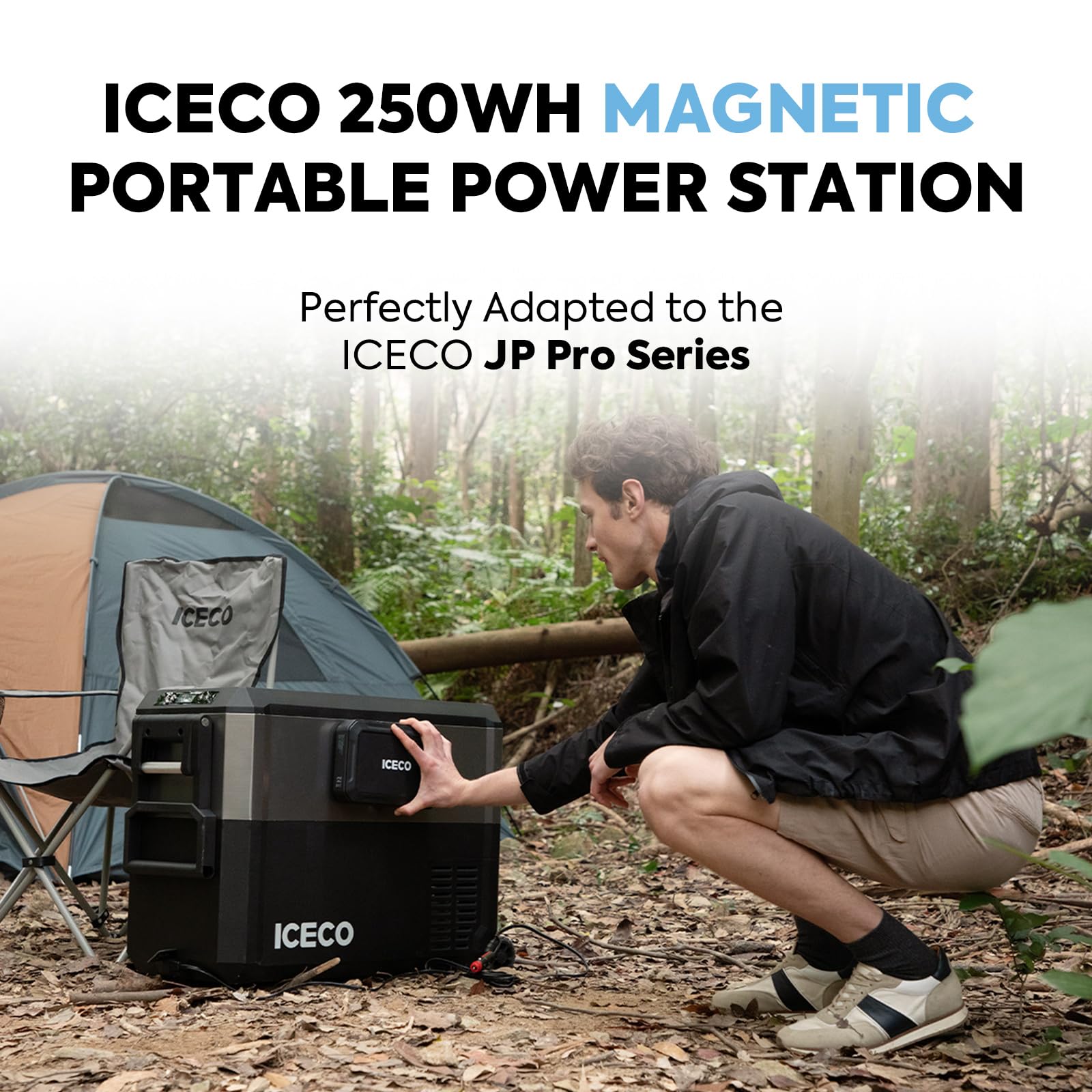 ICECO JP50 Pro Portable Refrigerator with Magnetic Battery,12V Fridge Freezer with Wheels, Car Fridge Powered by SECOP, 51.7 Quart Cooler -4??68?, DC 12/24V, AC 110/240V, Refrigerator for Car&Home