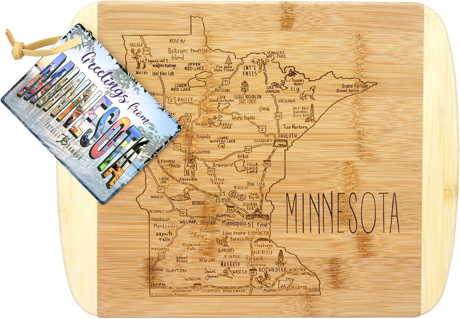 Totally Bamboo A Slice of Life Minnesota State Serving and Cutting Board, 11" x 8.75" - Image 5