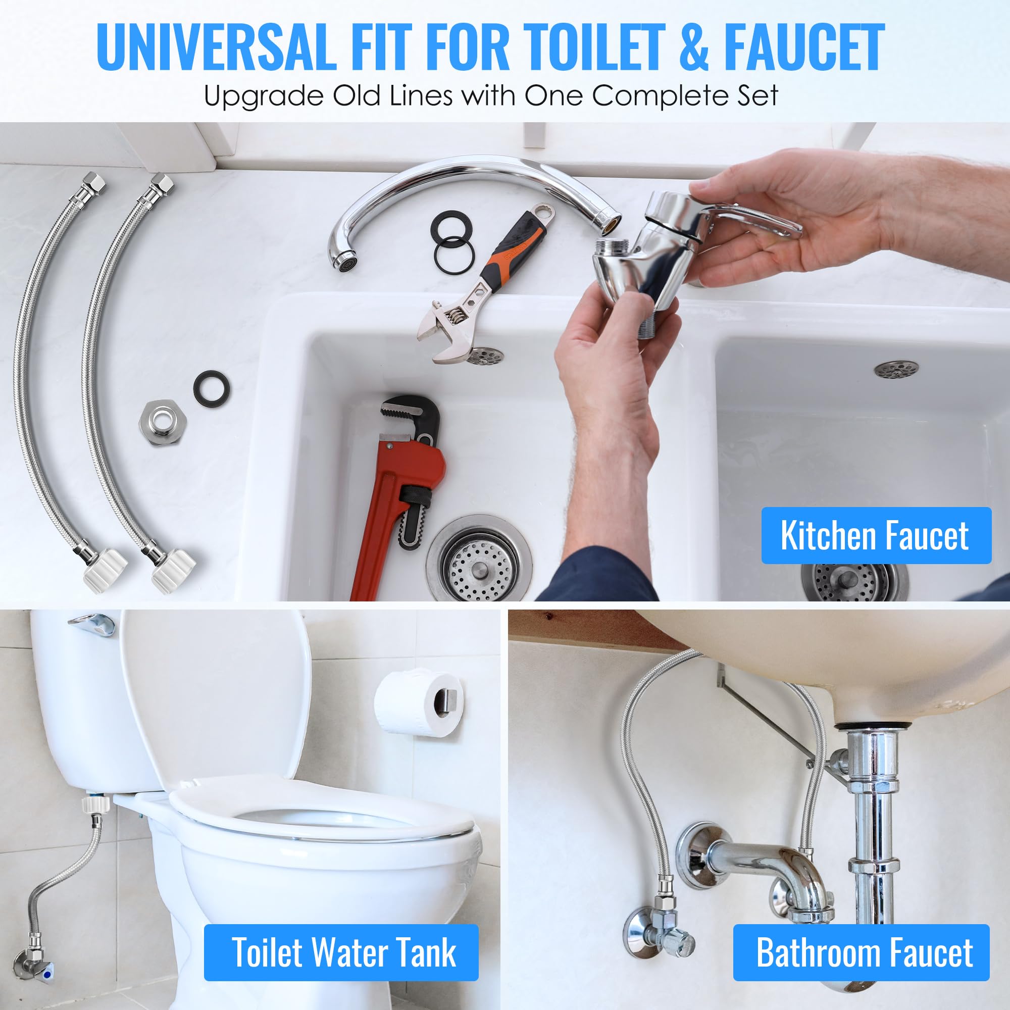 Stainless Steel Toilet Supply Lines - 10 Pack -7