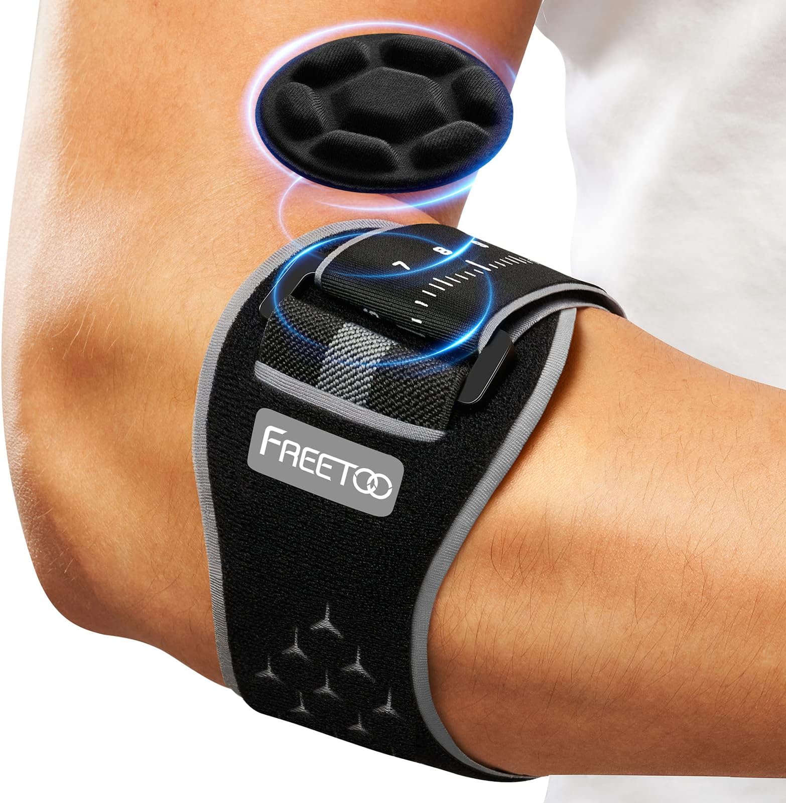 Tennis Elbow Support Strap for Men Women, Comfy Golfers Elbow Support with Removable Compression Pad for Tendonitis Relief, Adjustable Tennis Elbow Brace for Sports & Daily Work, Black