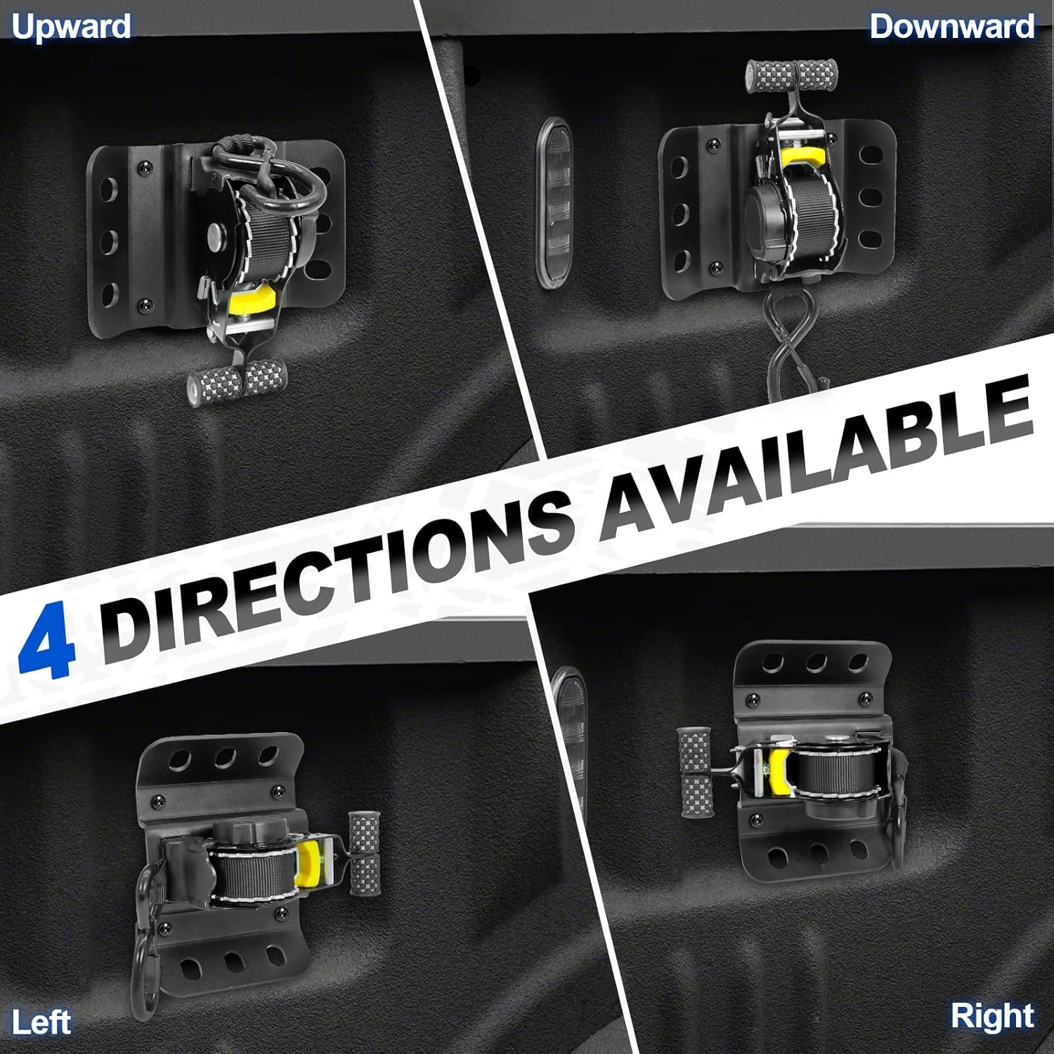 Retractable Truck Bed Ratchet Straps for Ford F150 2015-2025, 10 ft Ultimate Ratchet Straps for F-150, Self Retracting Tie Down with Boxlink Plates Mounted Brackets Bed Mount Heavy Duty Bolt on