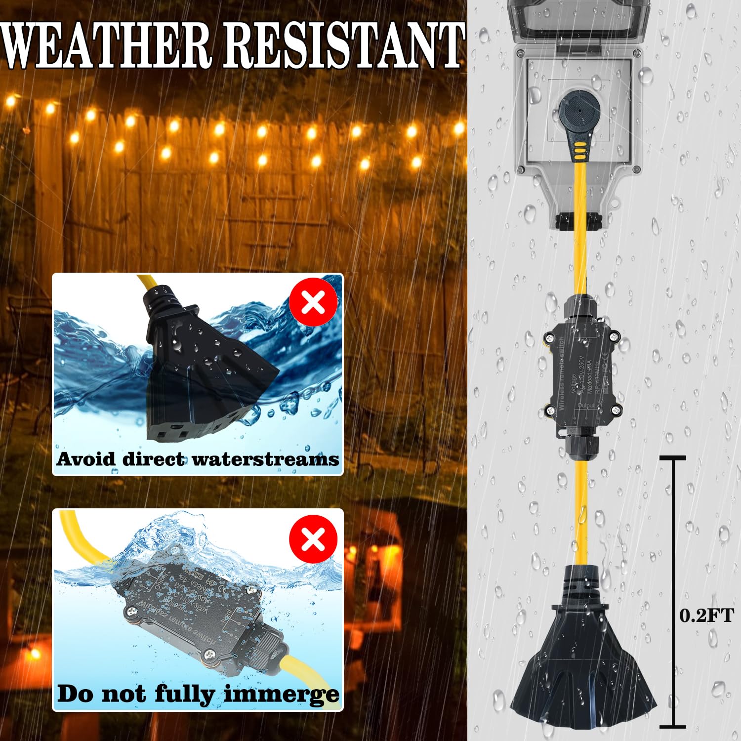 AC110V Outdoor Wireless Remote Control Power Switch AC110V 120V 250V 20A Heavy Duty Weatherproof Smart Outlet Plug with — view 2