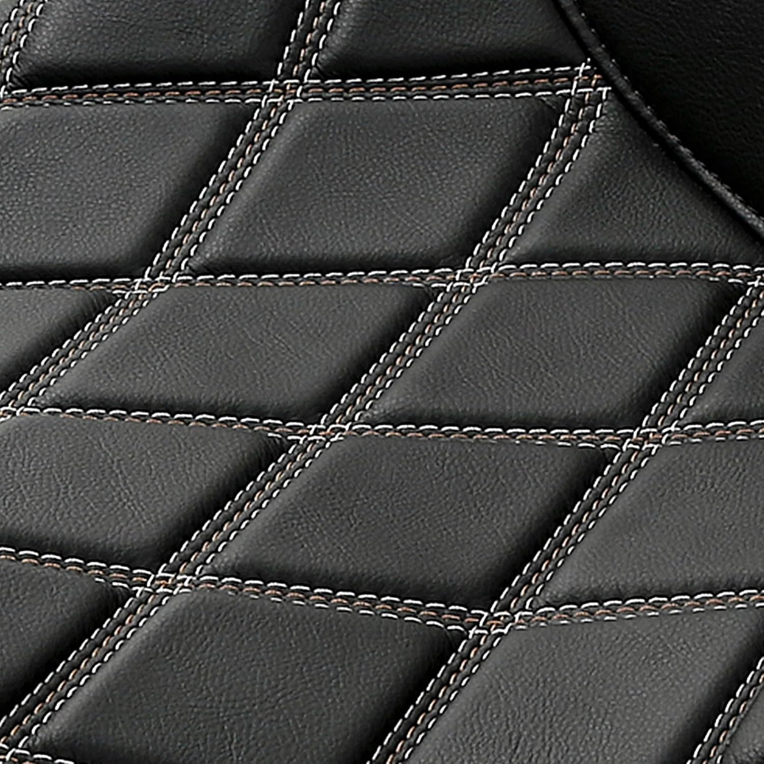 C.C. RIDER Driver Leather Passenger Seat - Fat Diamond 2-Up Gel Touring Seat Fit for Harley Touring Road King Street Glide Road Glide Electra Glide 2009-2023, Gray Brown Lattice