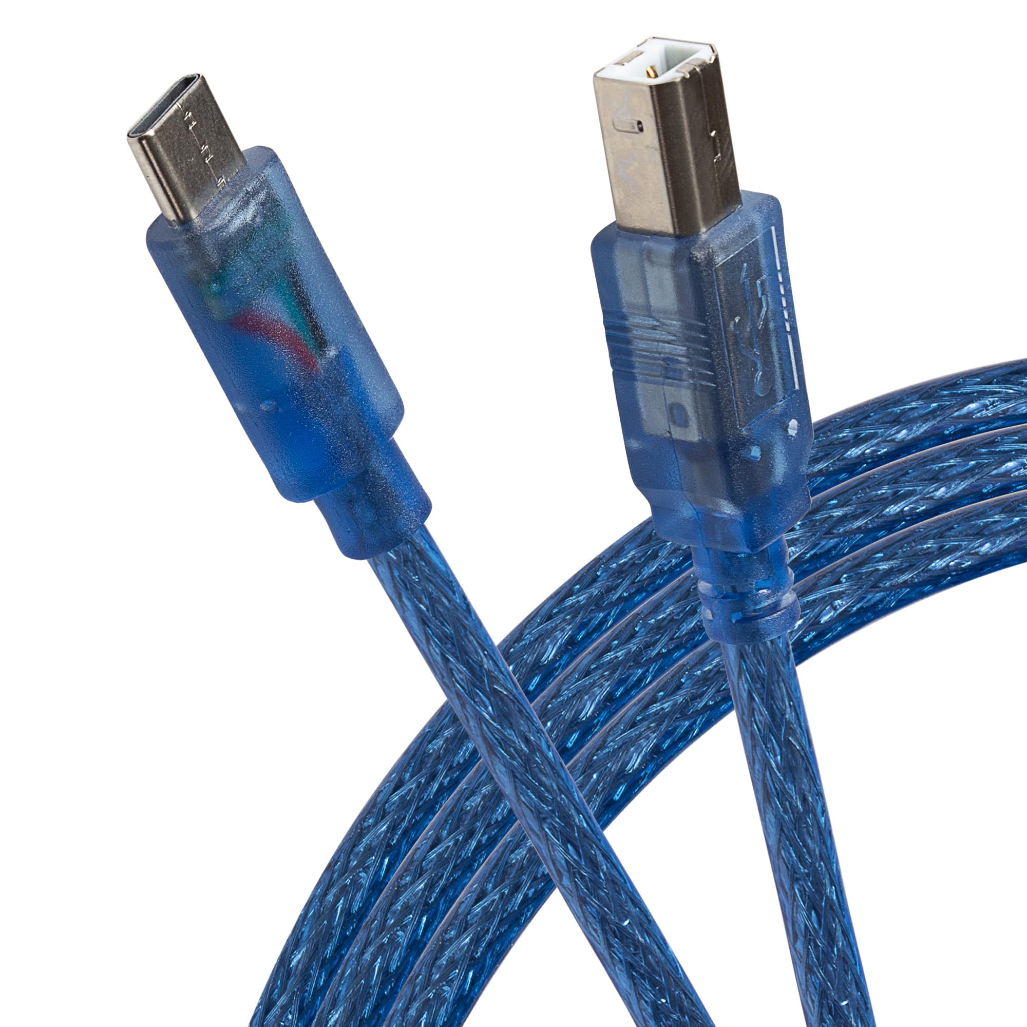 Maplin USB-C to USB-B Male Braided Cable, 1m