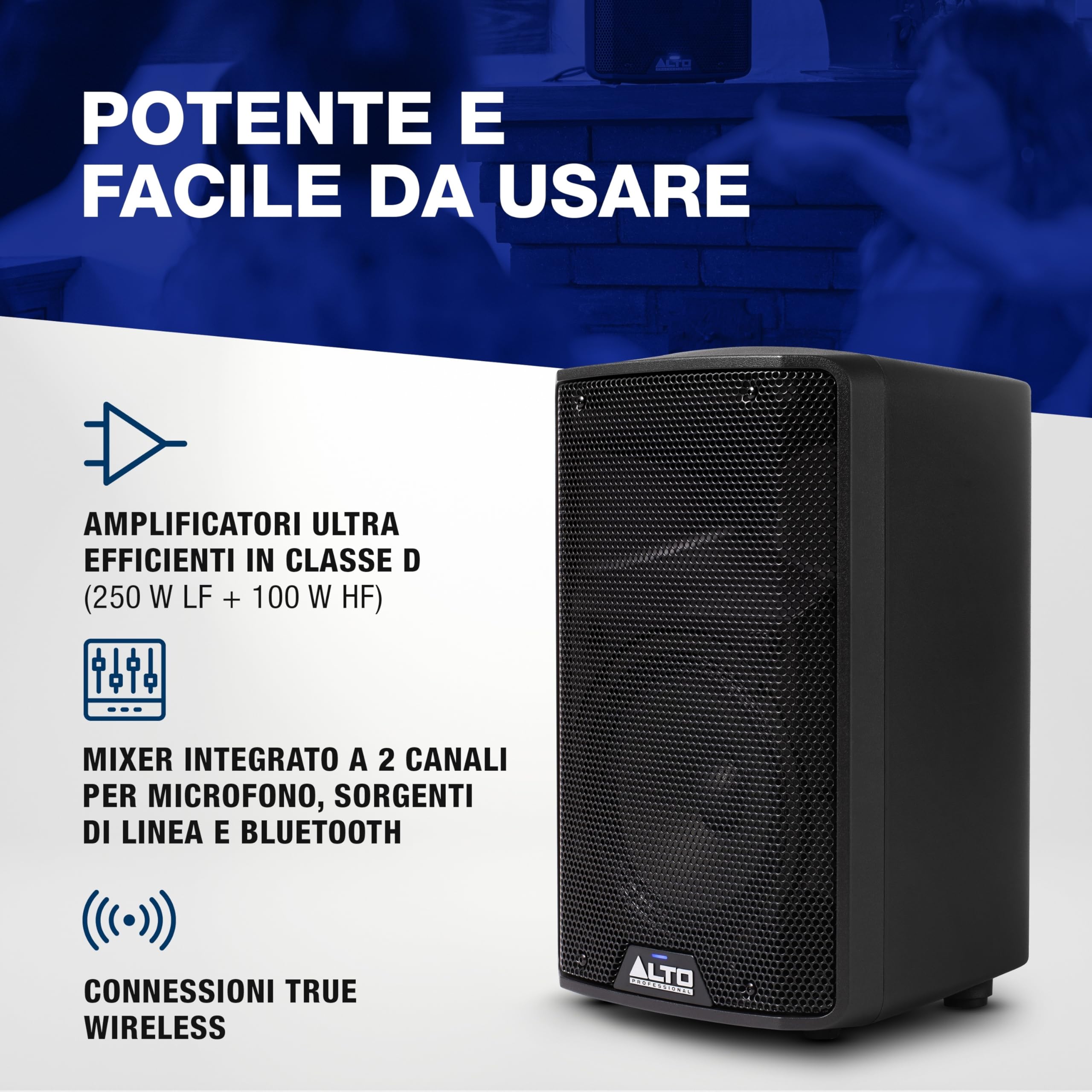ALTO TX408 Cassa Amplificata Attiva 8" 350W Bluetooth Mixer 2 Canali per DJ e Musicisti