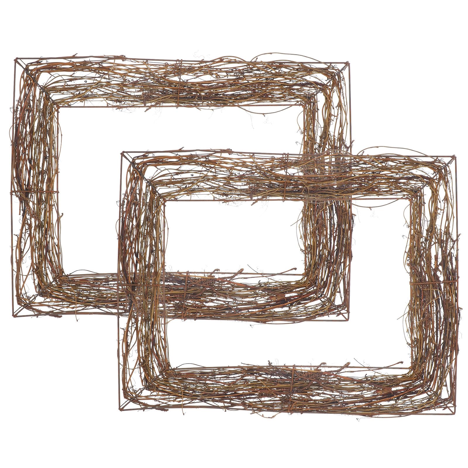 Garneck Ghirlanda in Rattan Intrecciato Naturale 2 Pezzi Base per Corona Decorativa Fai da Te in Cotone e Lino Marrone per Decorazioni Casa e Giardino