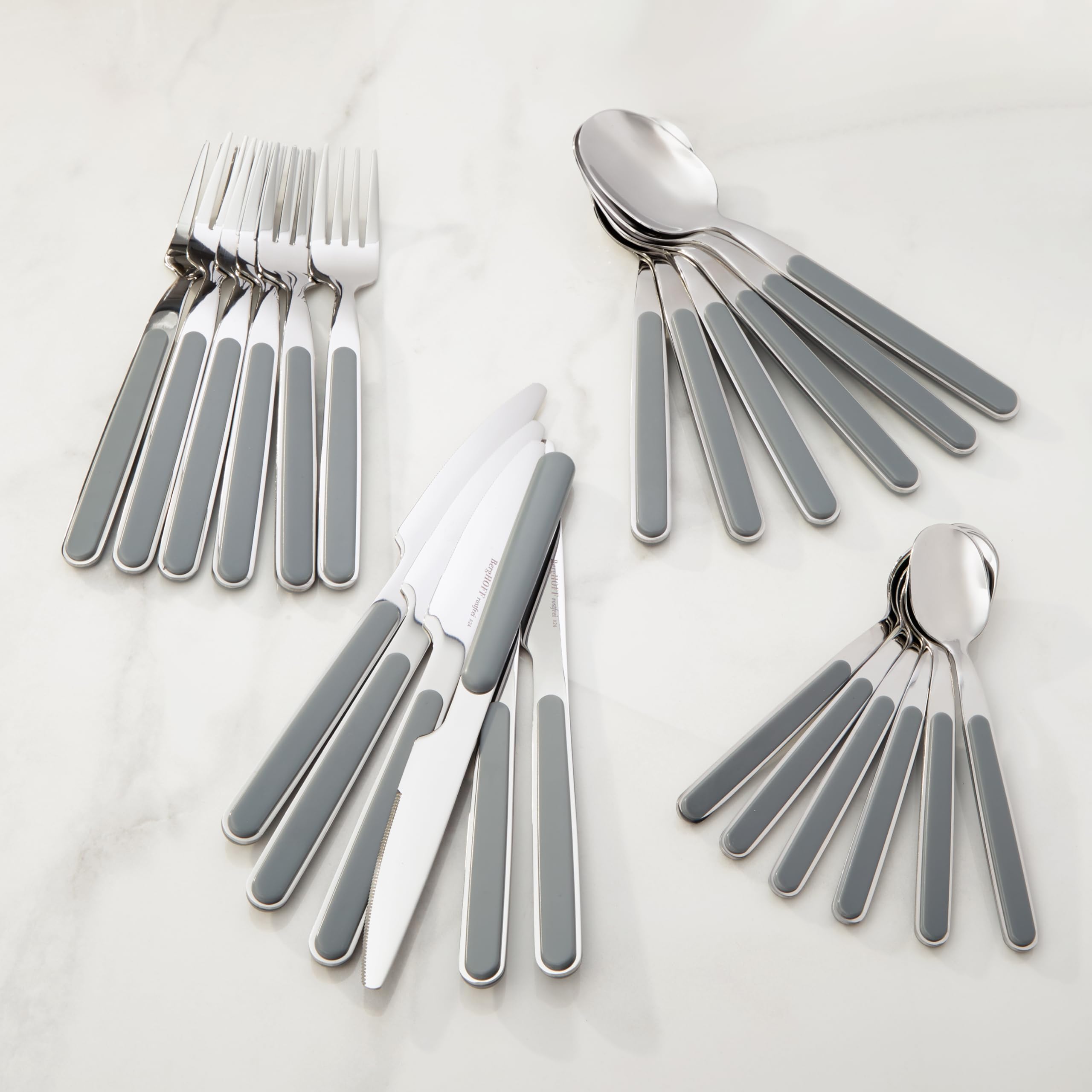 Berghoff Leo Balance - Juego de cubiertos de acero inoxidable de 24 piezas, diseño elegante con mango de cubierta de polipropileno brillante, Moonmist