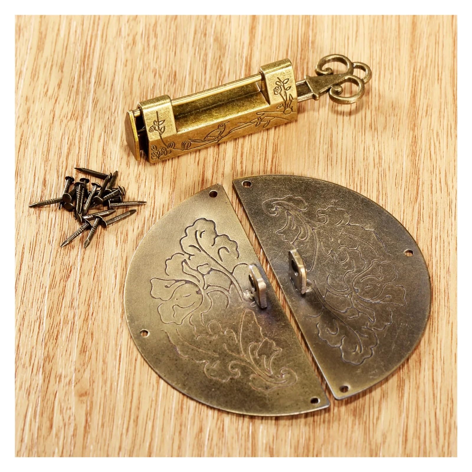 1 Juego de cerradura Vintage con llave, candado antiguo y cerrojo Kit tornillos for joyero, cajas madera, gabinete DIY Para armarios