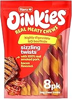 Vista 1 de Hartz Oinkies Sizzling Twists Golosinas masticables naturales para perros con sabor a tocino, sin piel cruda, 8