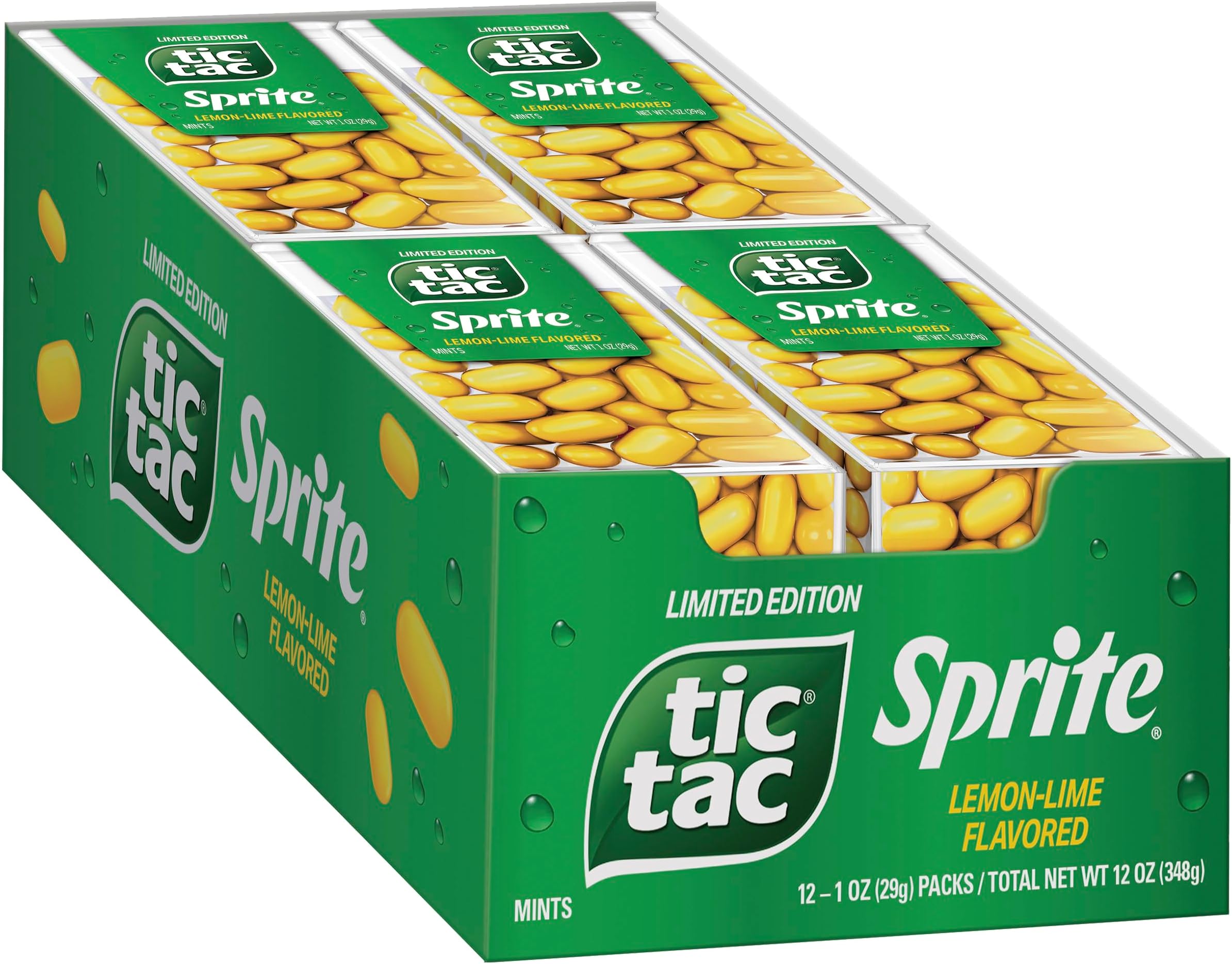 Tic Tac, Sprite Lemon-Lime-Flavored, On-The-Go Refreshment, 1 oz Each, Bulk 12 Pack