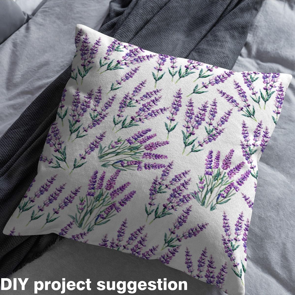 Purple Lavender Fabric by The Yard Watercolor Wild Garden Flowers Decor Fabric for Sewing Supplies Outdoor Botanical Floral Rustic Style Fabric for DIY Upholstery and Home Accents 5 Yards,180"L x 59"W