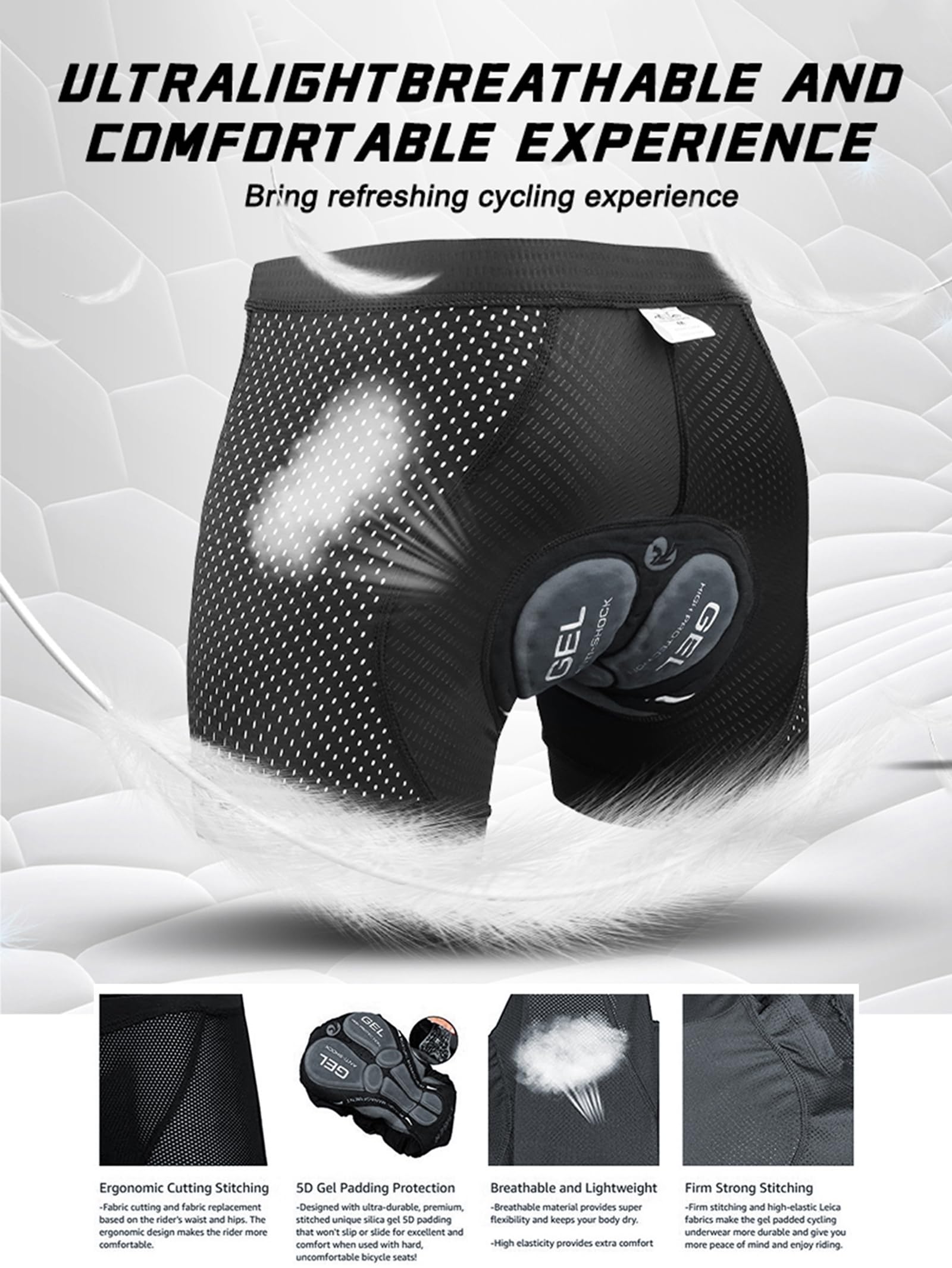 X-TIGER Ropa Interior de Ciclismo para Hombre Acolchado MTB Boxer Ciclismo Hombres Ropa Interior de Bicicleta,Tamaño:3XL