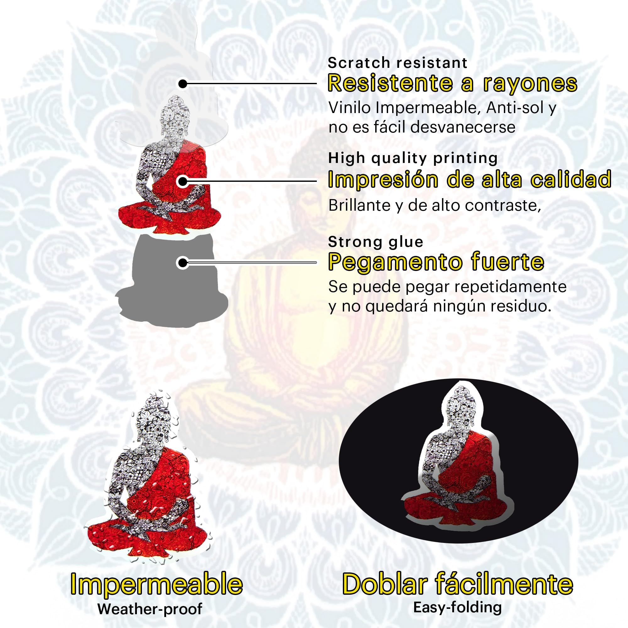 Buddha Stickers Namaste Buddhism Religion Sticker Waterproof Vinyl Sticker Decals for Laptop Water Bottle Phone Skateboard Guitar Helmet Gifts for Kids Girls Teens - Image 4