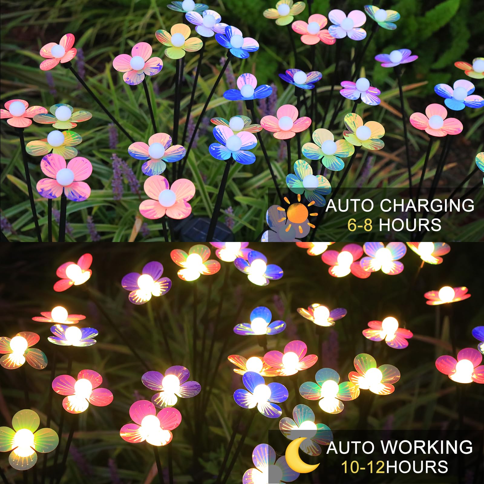 Solar Blumenleuchten Außen Wasserdicht 4 Pack 32 LEDs Garten Solar Glühwürmchen Lichter Dekorative für Garten, Hof, Hinterhof
