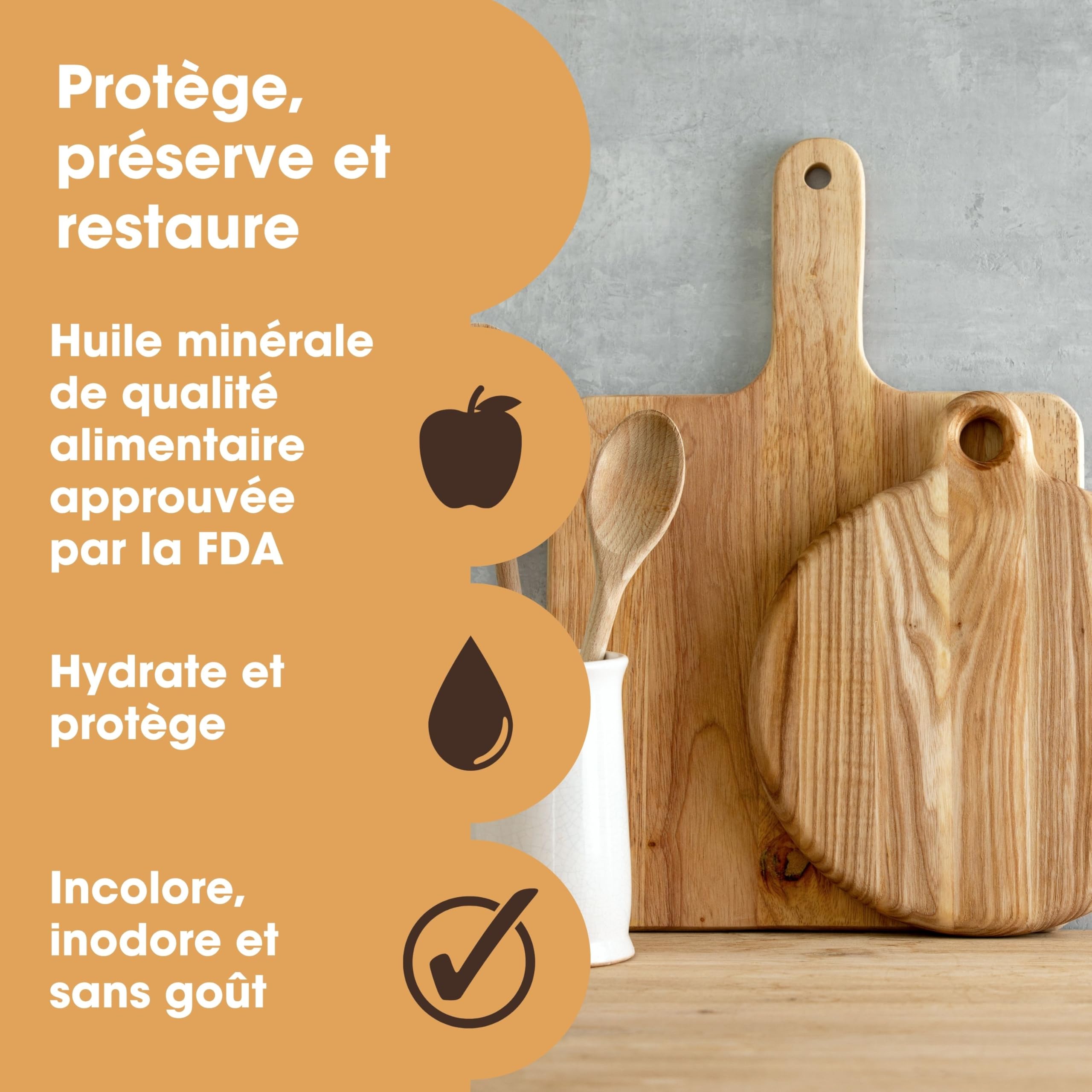 Aceite mineral para tabla de cortar 500 ml protector y restaurador madera