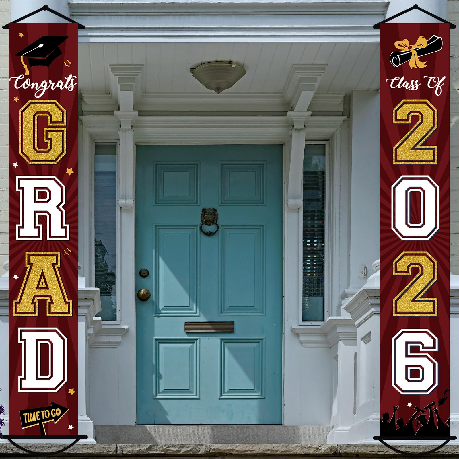 2026 Graduation Banner Class of 2026 Congrats Grad Porch Sign Party Decorations Supplies Welcome Hanging Door Decor for Indoor Outdoor(Maroon)