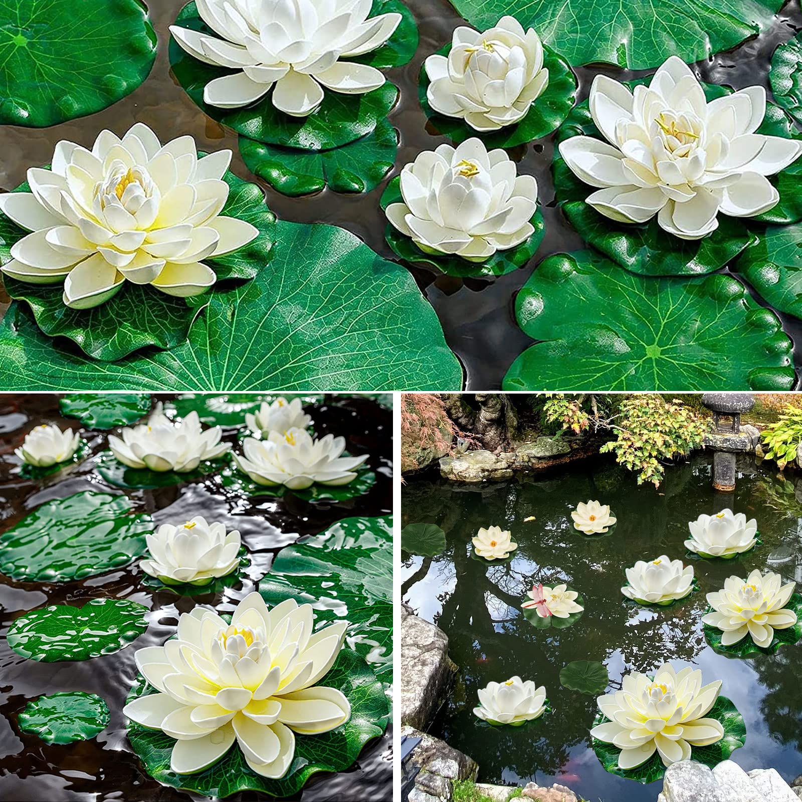 Lot De 8 Nénuphars Artificiels Flottants - Fleurs De Lotus Pour Piscine, Aquarium Et Étang