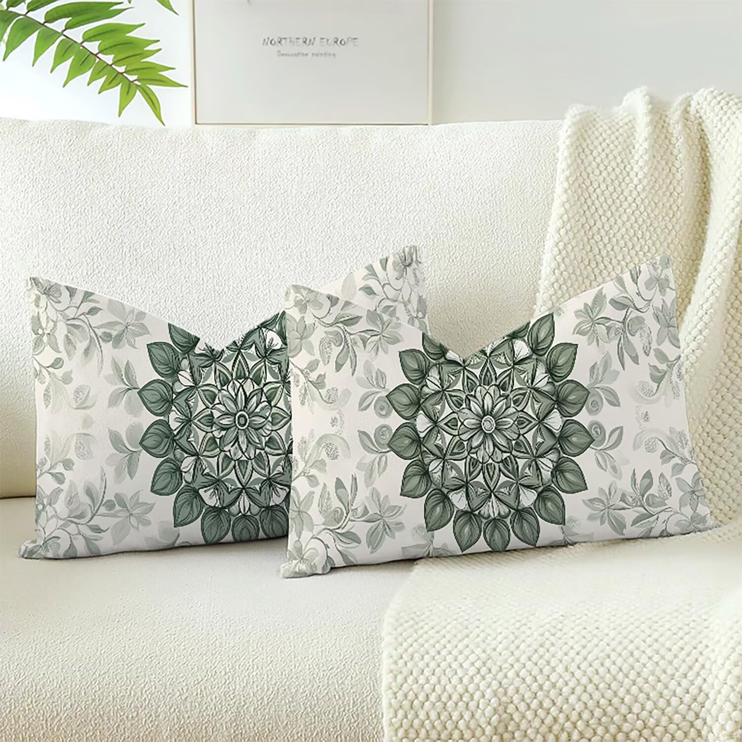 Housses de coussins velours boheme 60x40cm taies oreiller canape