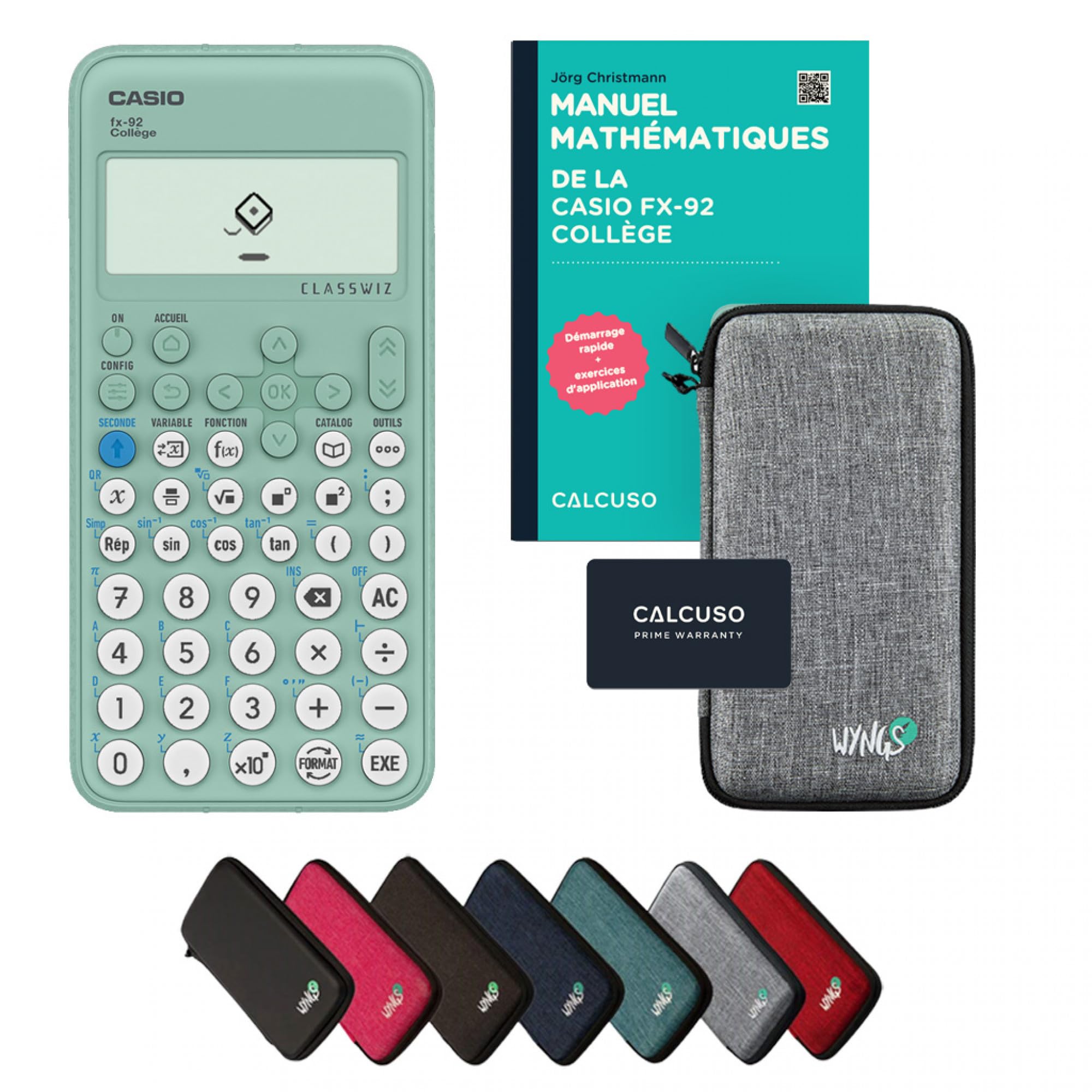 Casio fx-92 Collège Incl. Funda Protectora Gris Claro y Libro especializado (88 páginas, DIN A5) – Calculadora científica – Smart Set (Francés)