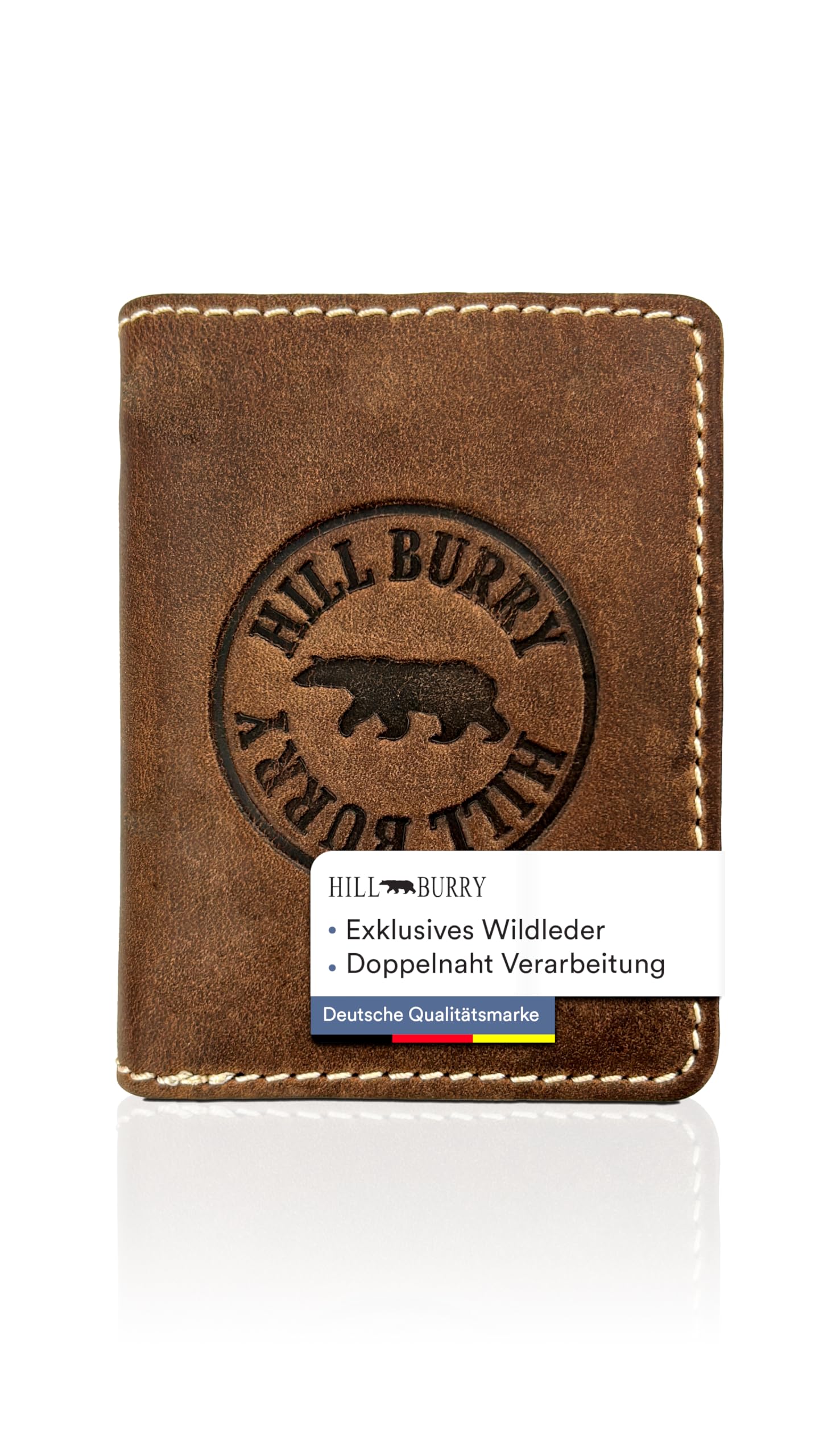 Hill Burry Portemonnaie Leder Herren I Geldbörse I Brieftasche | Geldbeutel Wallet Portmonee mit RFID Schutz aus hochwertigem naturgegerbtem Leder (Tan)