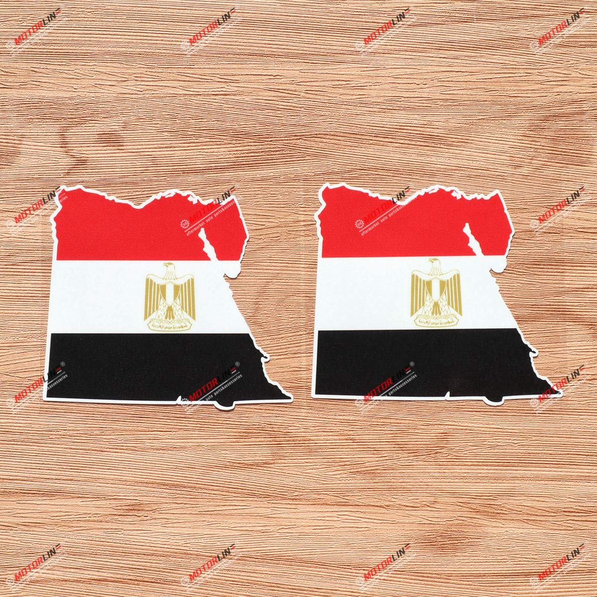 3S MOTORLINE Egyptian Flag Map Outline Egypt Vinyl Decal Sticker - 2 Pack Glossy, 4 Inches - for Car Boat Laptop Cup