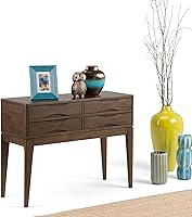 Vista 9 de SIMPLIHOME Harper Console Table - 40 Inch Wide Solid Hardwood Sofa Table in Walnut Brown, Mid-Century Modern Storage Table for Entryway or Living
