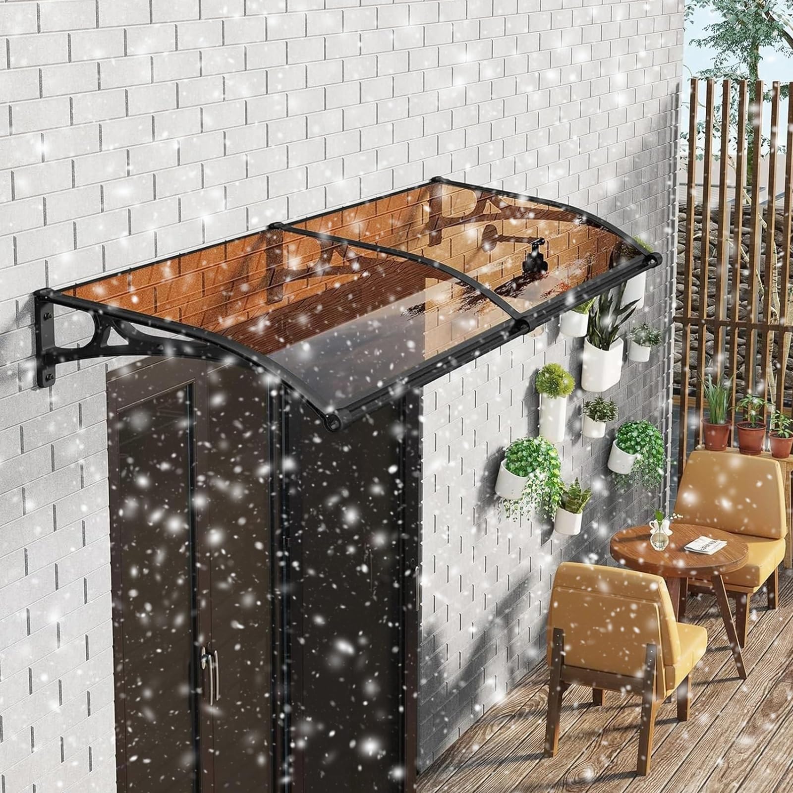 Toldo hueco UPF 50+ de policarbonato marrón 80x280 cm