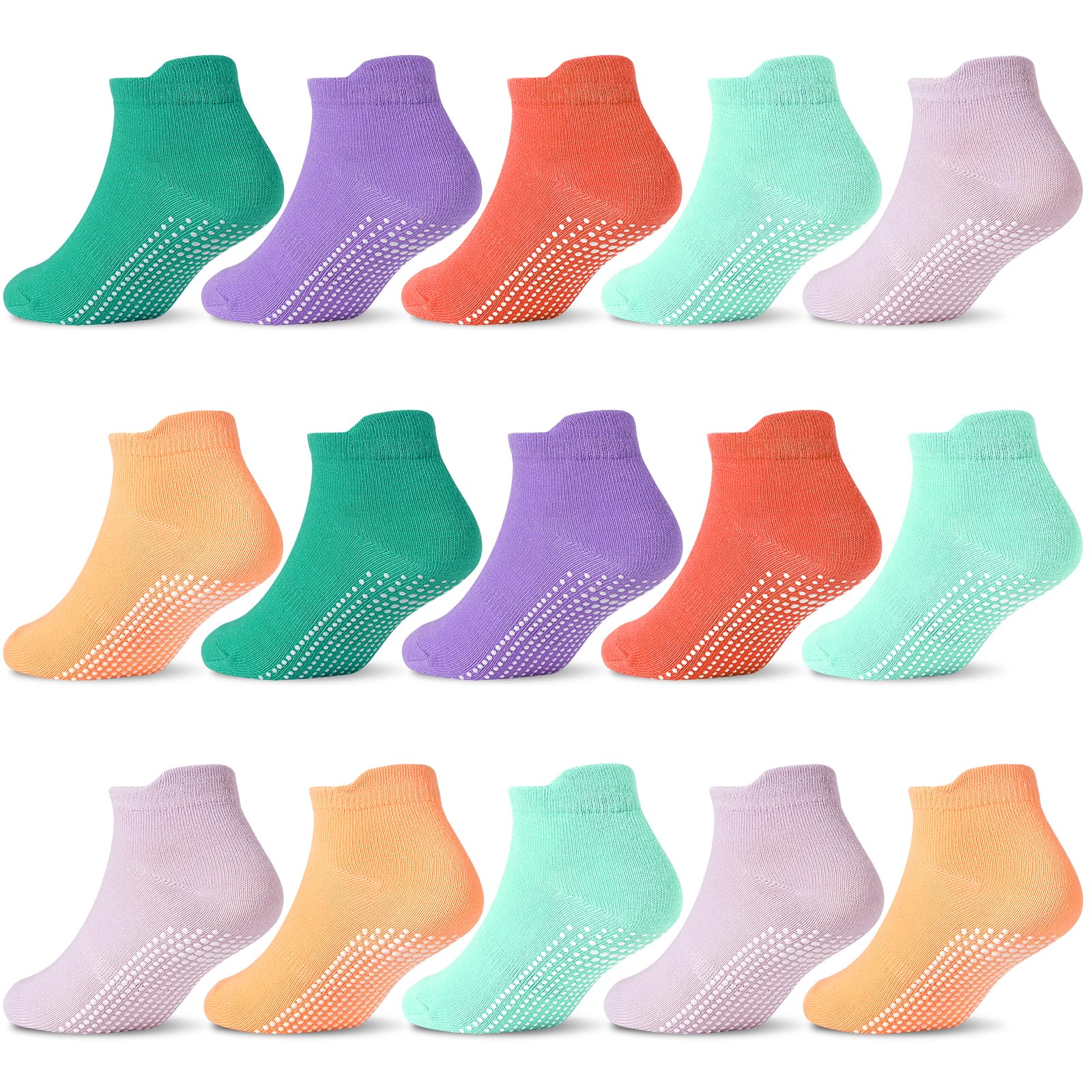 GRPSKCOS Non Slip Toddler Socks 15 Pairs Toddler Grip Anti Skid Low Cut Socks for 1-7 Years Boys Girls