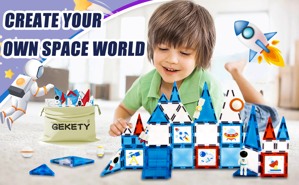 Amazon.com: Magnetic Tiles - 58 Pcs Space Magnets Building Blocks