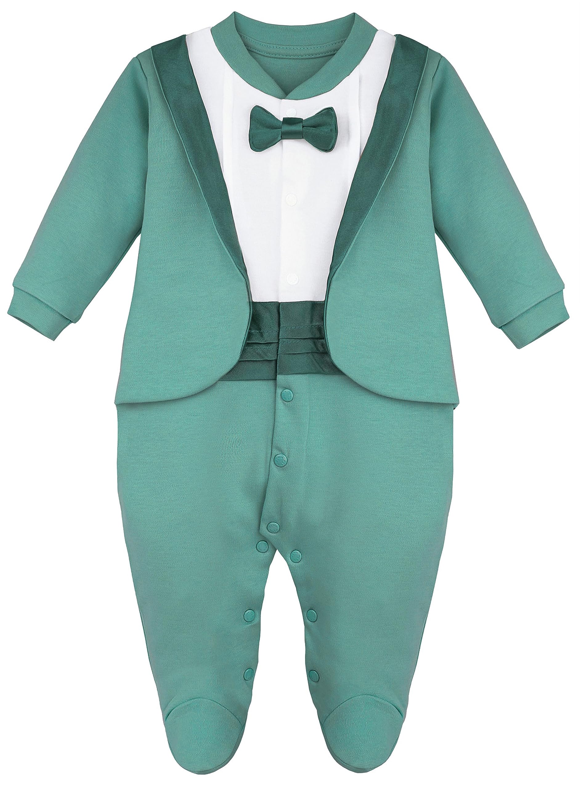 Lilax Baby Boy Gentleman Tuxedo Footie Christmas Holiday Outfit with Bow Tie