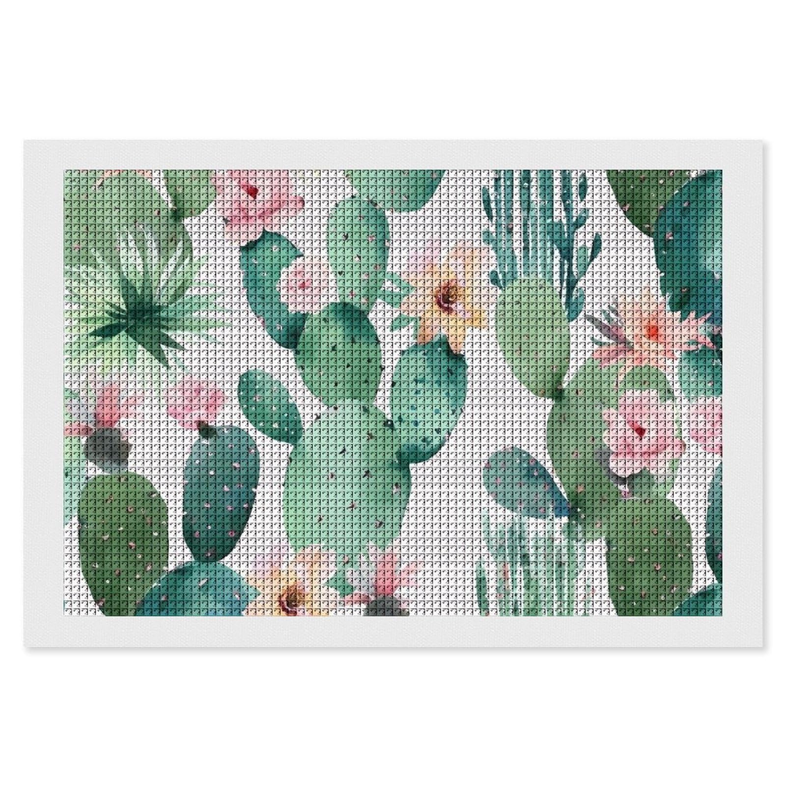 Cactus Pattern Diamond Art Kits for Adults, DIY 5D Diamonds Painting Kits for Beginner, Round Full Drill Diamond Dots Painting, 8"x12" Diamonds Pictures Gem Art and Crafts Wall Decor