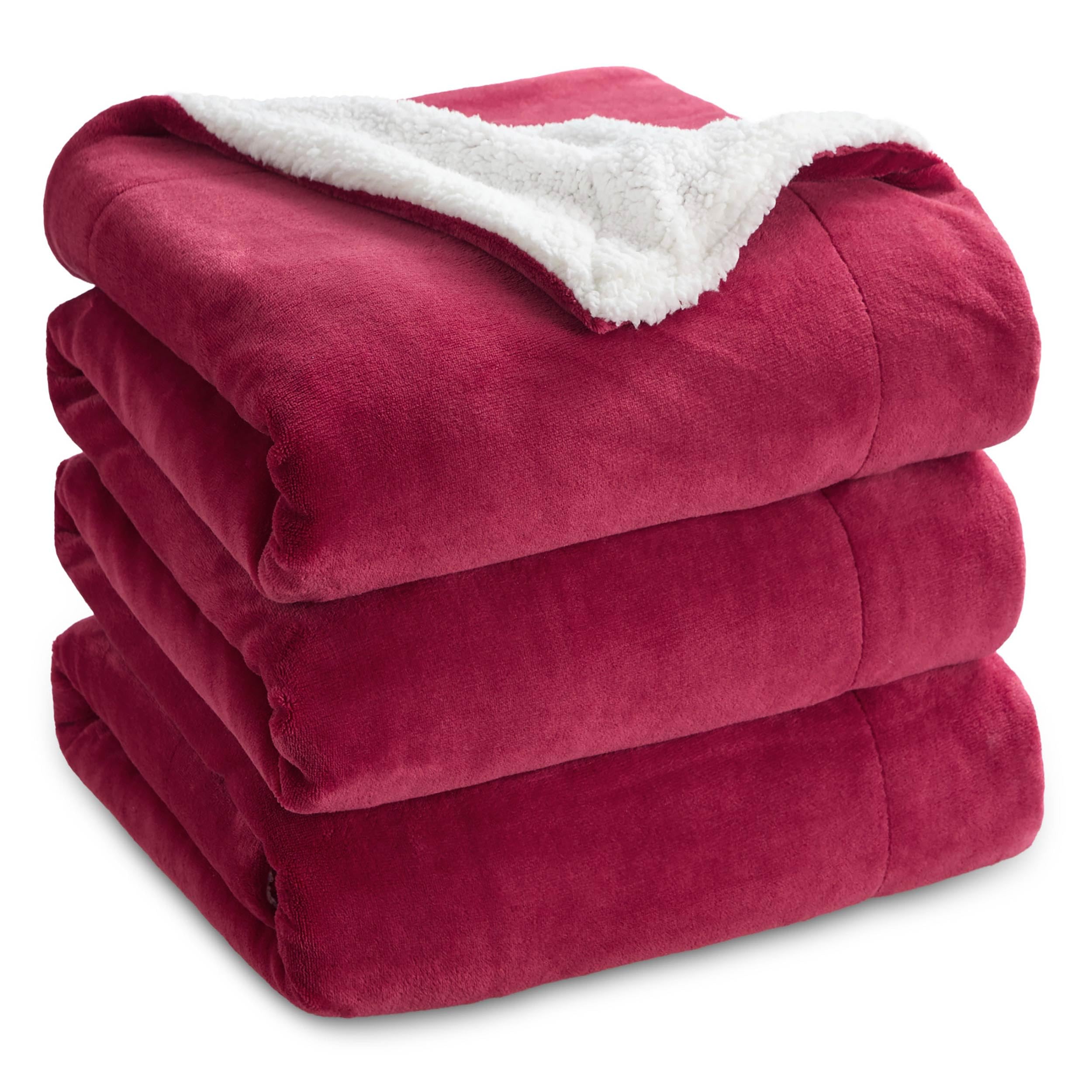 Bedsure GentleSoft Sherpa Fleece Blankets King Size for Bed, Non-Heated, Thick and Warm Throw for Girls and Women, Soft Fuzzy Plush King Blanket for Winter, Red, 108x90 Inches