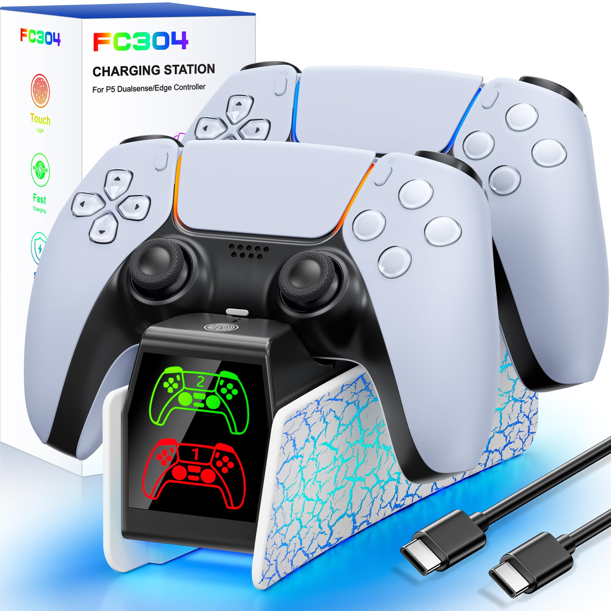 PS5 Controller Charging Station for Playsation 5 Dualsense Edge Dual PS5 Charging Station with LED Light Controller Accessories