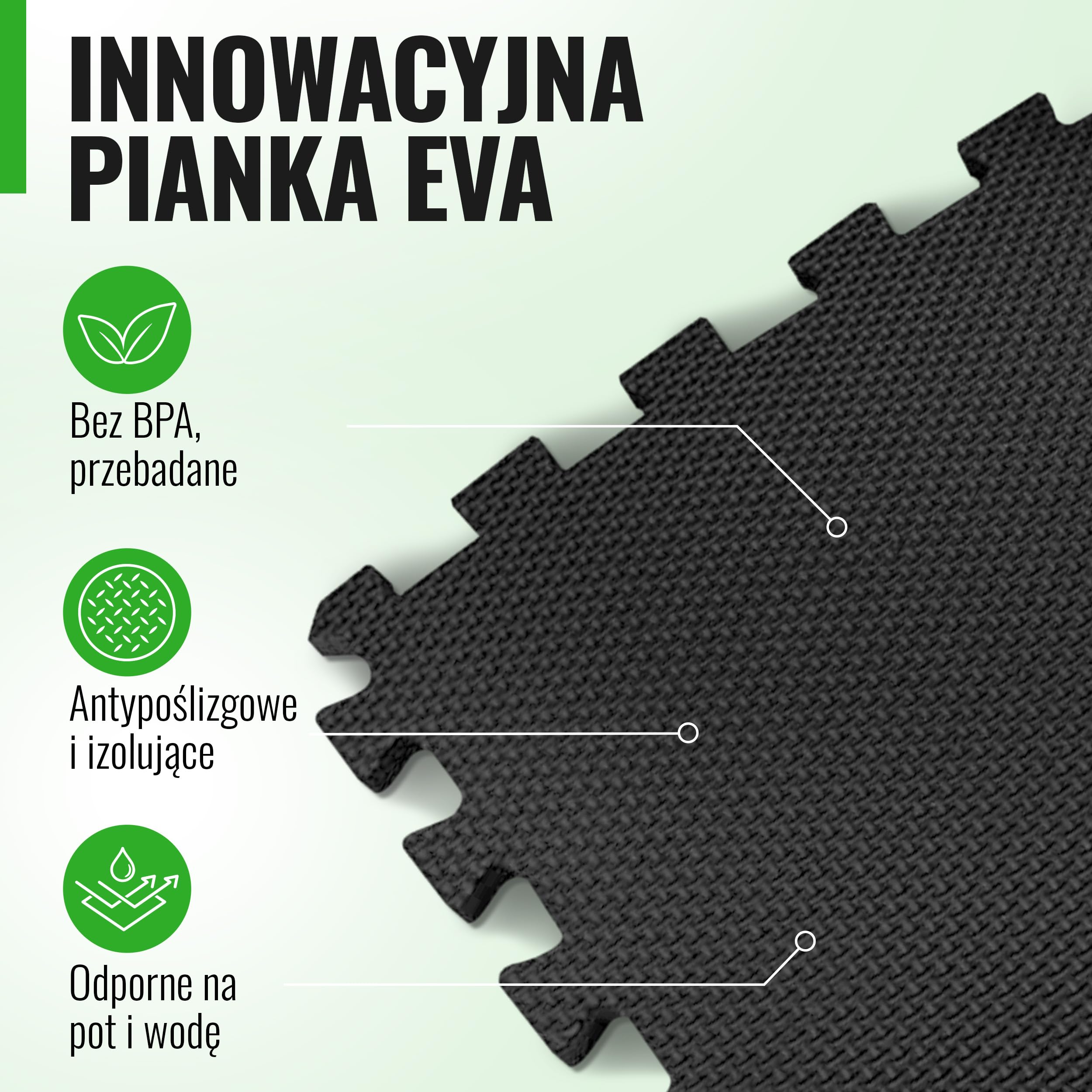 AthleticPro Mata ochronna na podłogę Fitness [60 x 60 cm] – 18 bardzo grubych mat podłogowych [20% większa ochrona] – antypoślizgowe maty ochronne do siłowni i sprzętu fitness