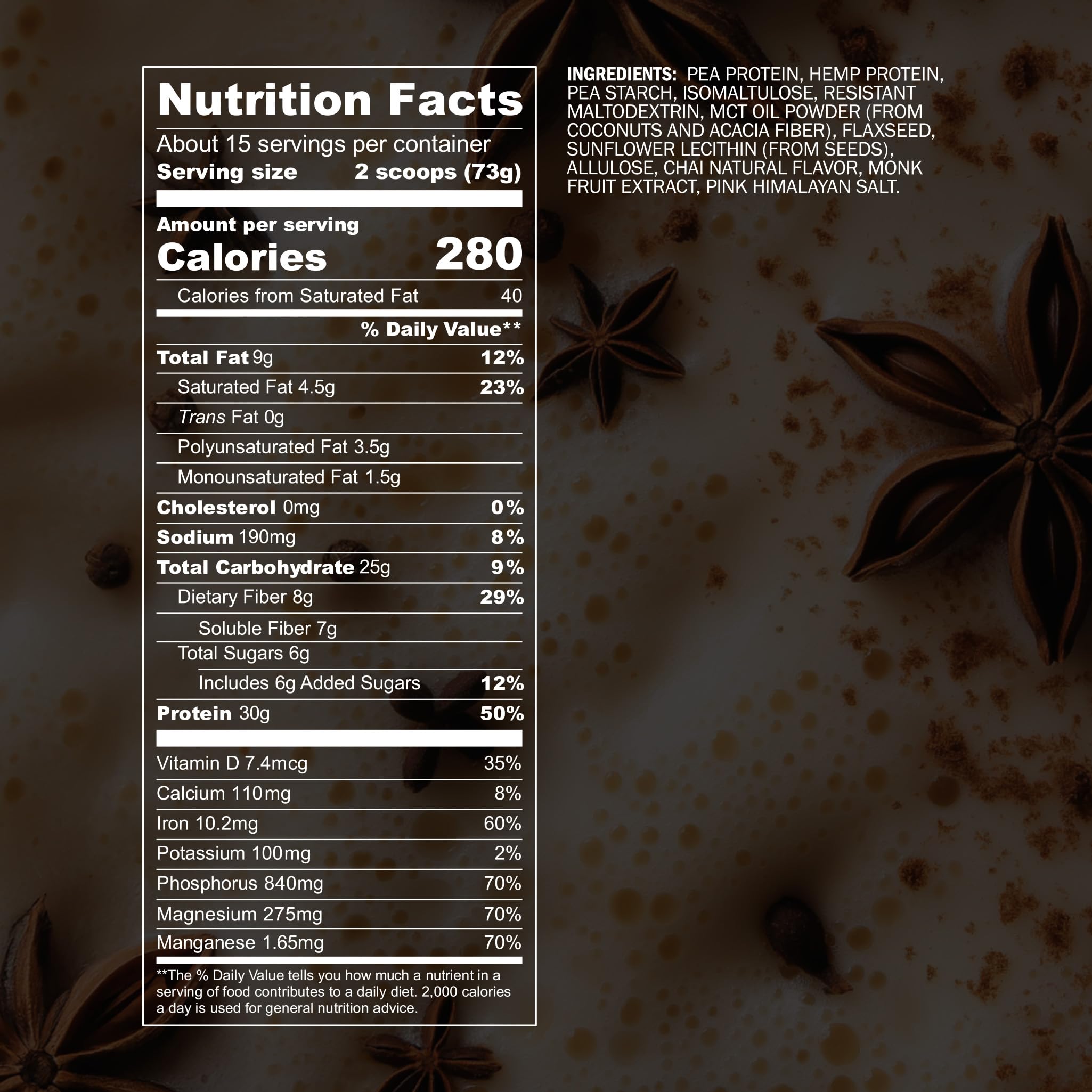 Blueprint by Bryan Johnson Vegan Protein Meal Replacement – Plant Based Hemp Protein with 27g Protein Per Serving – Low Calorie, Chai Flavored Protein for Women & Men – Dairy Free– 15 Servings