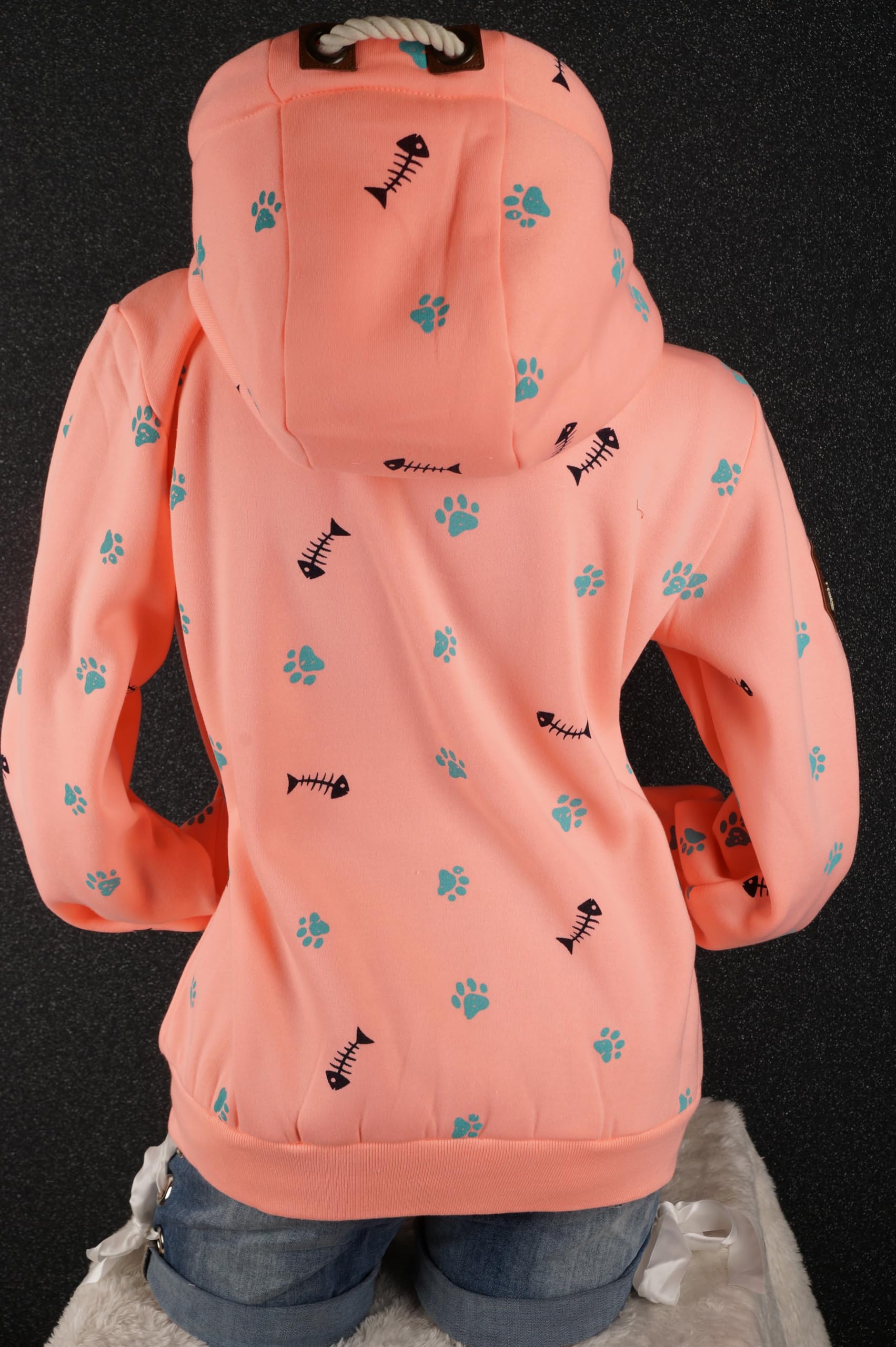 VIN TE Damen Sweat Jacke Kapuze Hoodie Fleece Übergangsjacke verschiedene Designs Schleifen Boote Anker M-3XL
