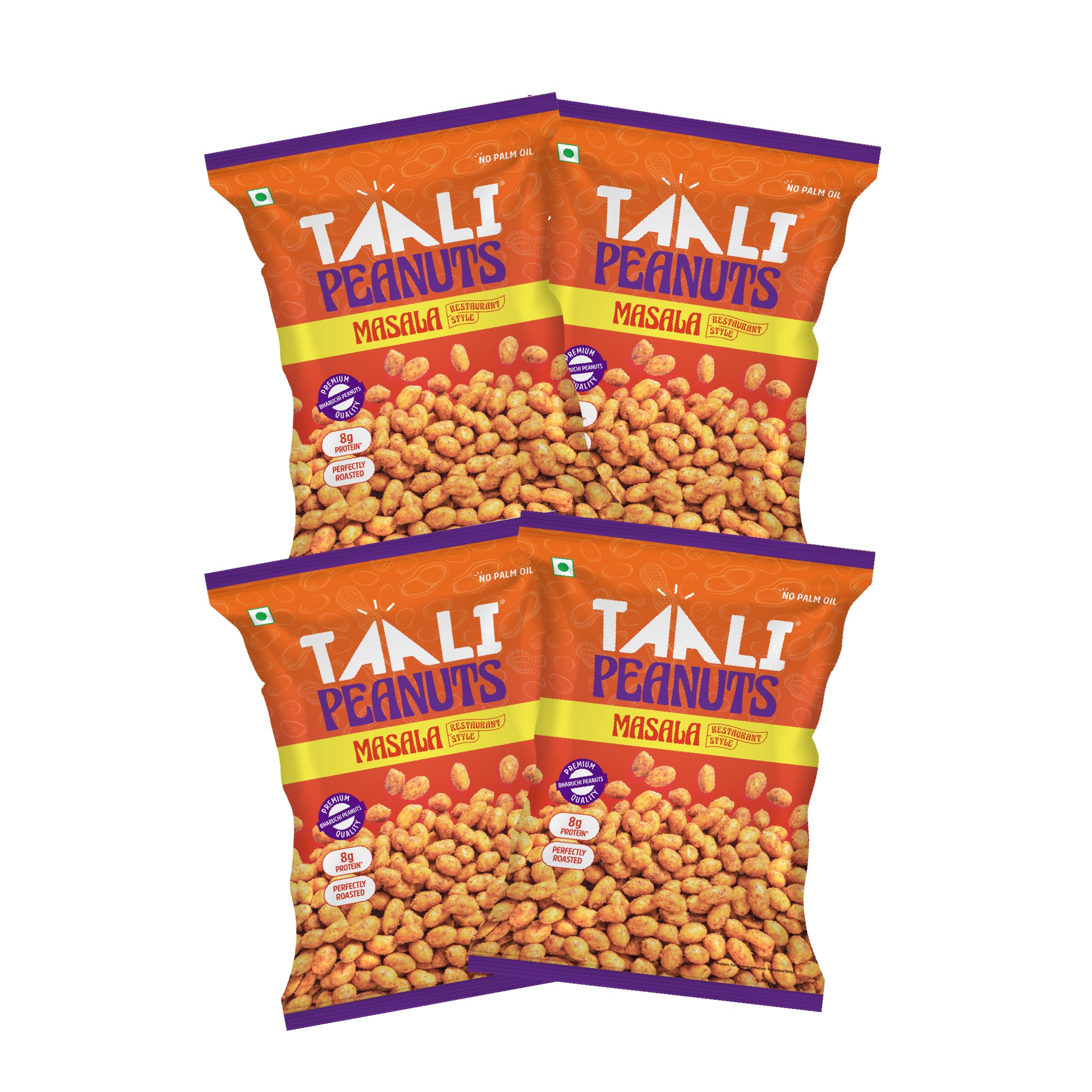 Roasted Peanuts - Masala Peanuts |Crunchy Healthy Snacks | No Trans Fat, Gluten free, Roasted Not Fried (Pack of 4 x 140 gms)(weight may vary)